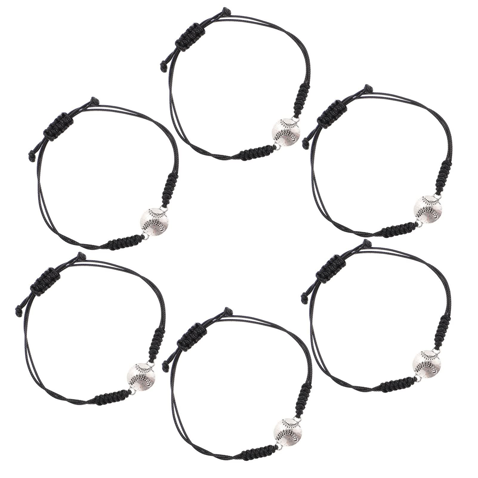 FOMIYES 6Pcs Woven Braided Baseball Bracelets - Adjustable Rope Wristbands for Men & Women - Perfect Softball Team Gifts, Birthday Party Supplies & Couple Bracelets - Great for Games, Sports Events & Gifts