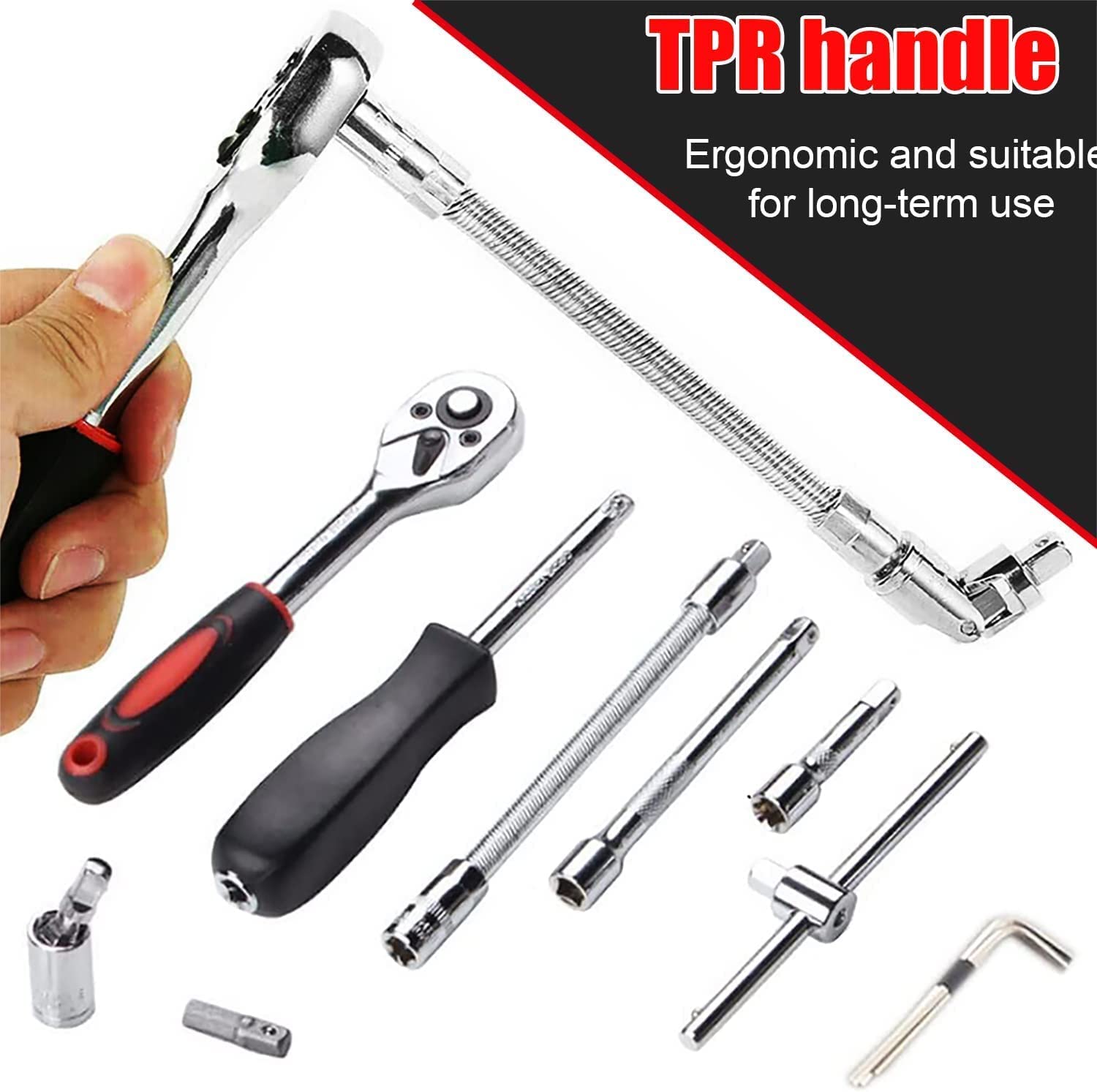 DIPDEY 46-in-1 Multi-Purpose Tool Kit with Screwdriver & Socket Set - Precision Hand Tools, Wrench Set & Combination Case - Perfect for Car Repairs, Home DIY & Professional Use