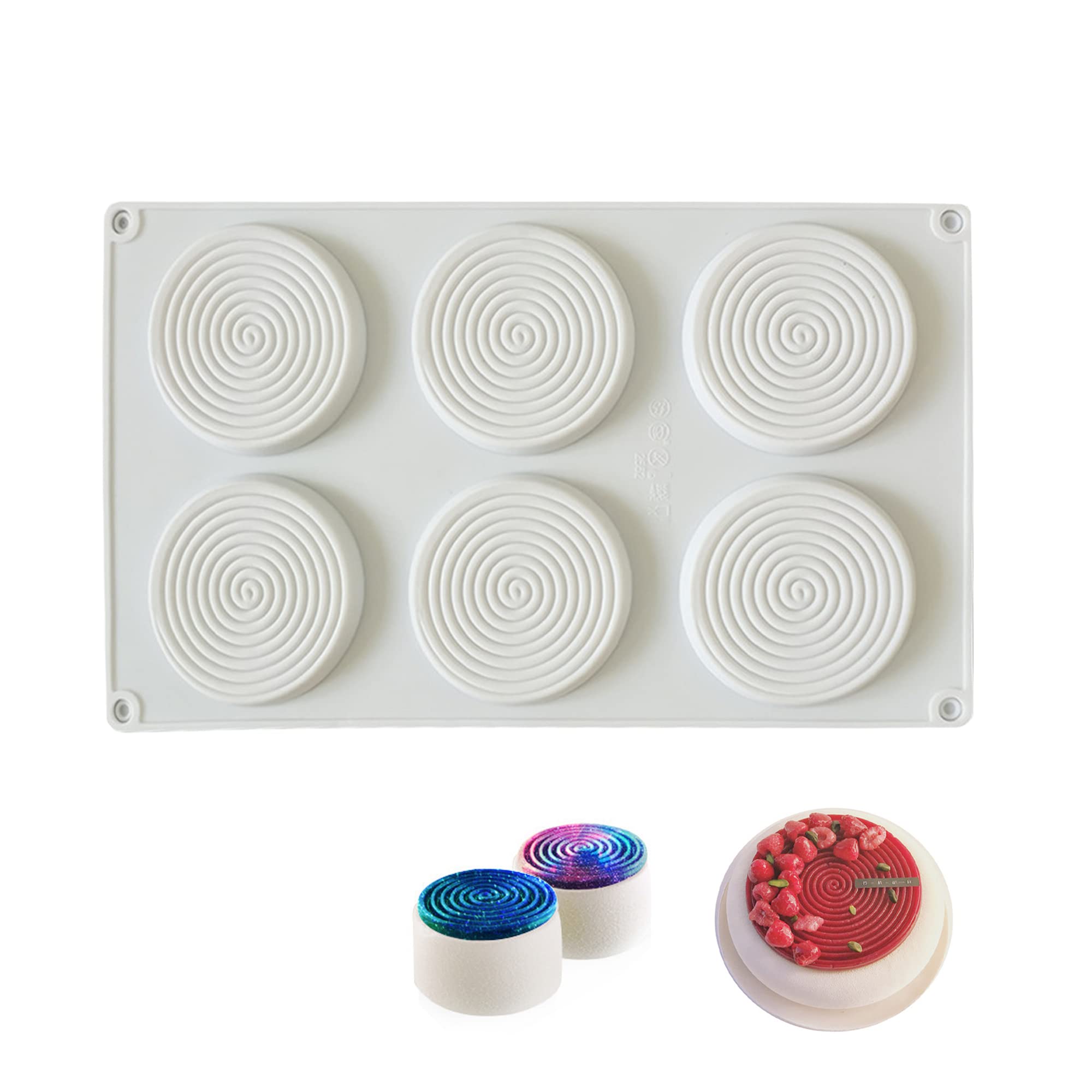 6-Piece 3D Spiral & Flat Silicone Baking Molds Set for Cakes, Muffins, Bread & Fruit - Perfect for Home Baking, Party Desserts & DIY Treats