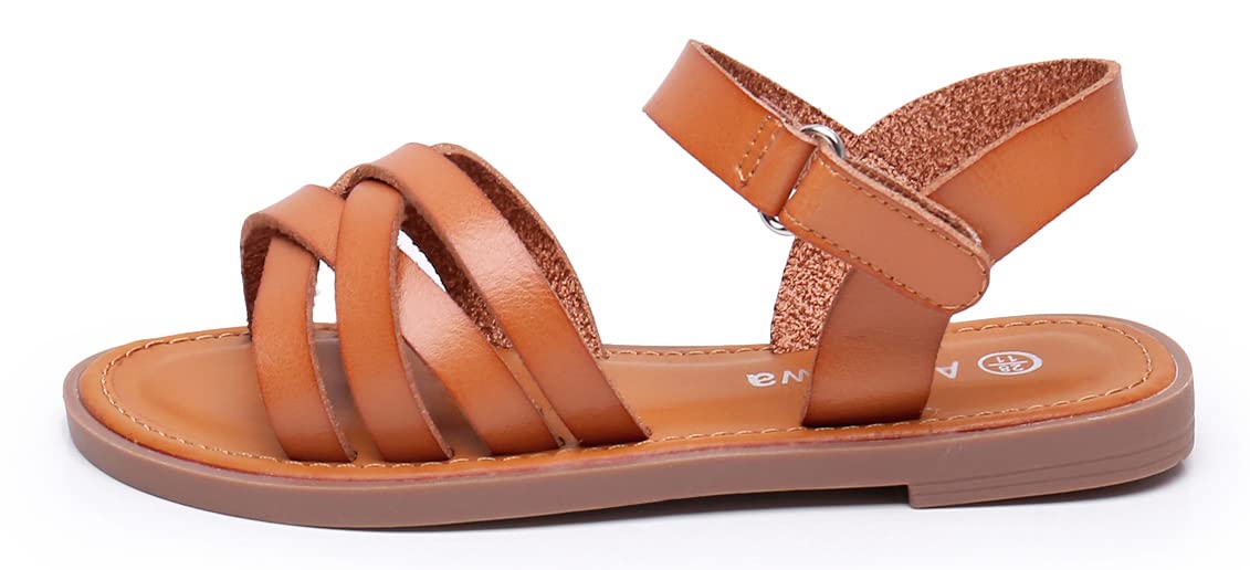 **Apakowa Girls' Open Toe Princess Flat Sandals - Strappy Summer Shoes for Toddler, Little Kid & Big Kid - Perfect for Beach, Park & Casual Outings**