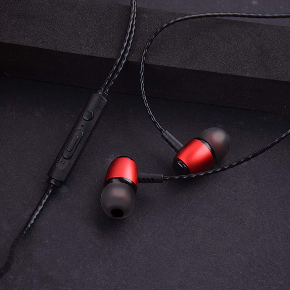 JacobsParts 2-Pack Noise Isolating In-Ear Headphones with Built-in Mic & Volume Control - Red | Perfect for Running, Gym Workouts & Commuting