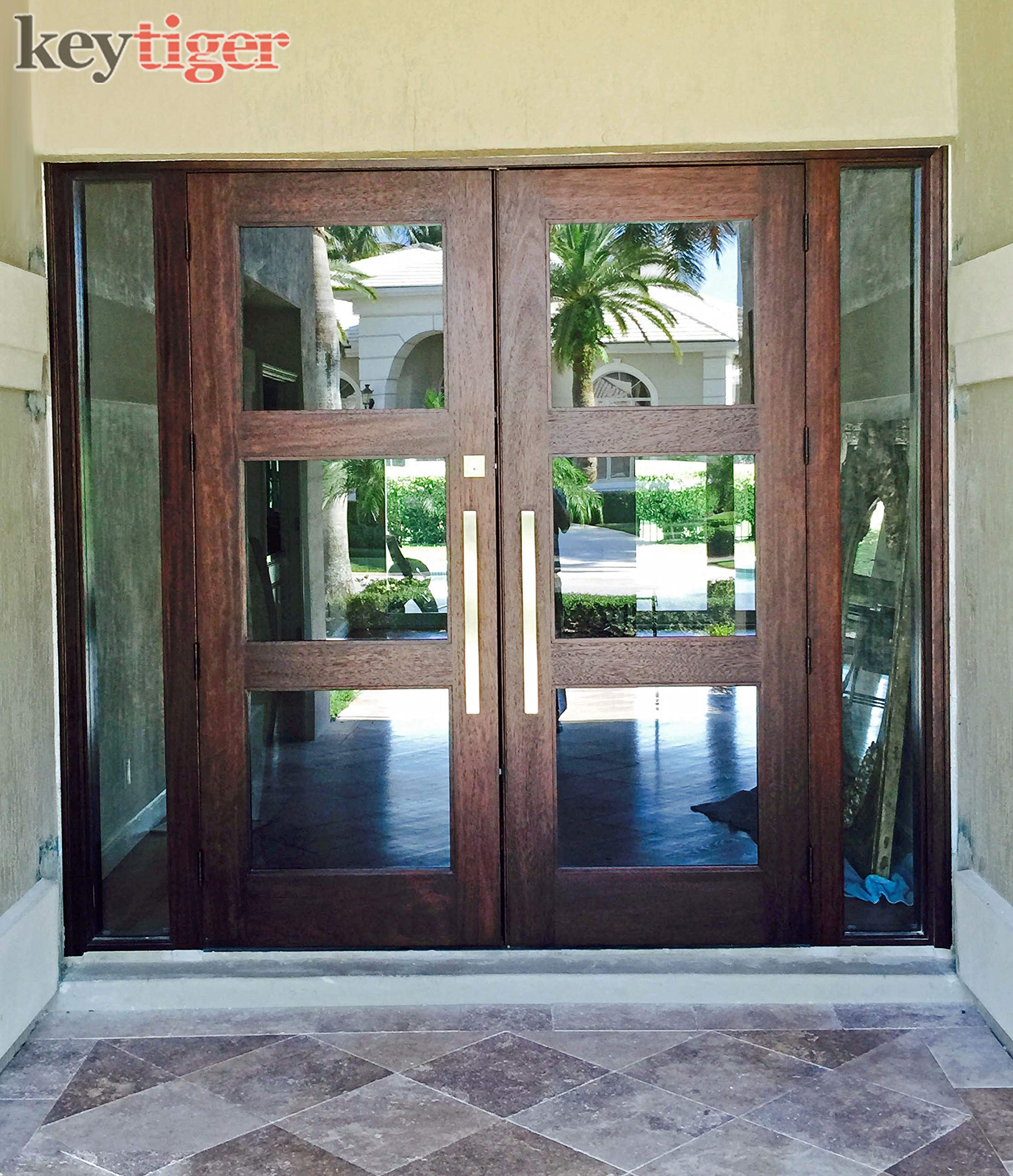 32 Inch Stainless Steel Barn Door Handles - Chrome Mirror Polished Finish for Internal & External Use - Modern Square/Rectangle Bar Handle Pull for Sliding Glass, Wooden, and Fiberglass Doors - Ideal for Commercial Spaces, Home Offices, and Modern Interior Design