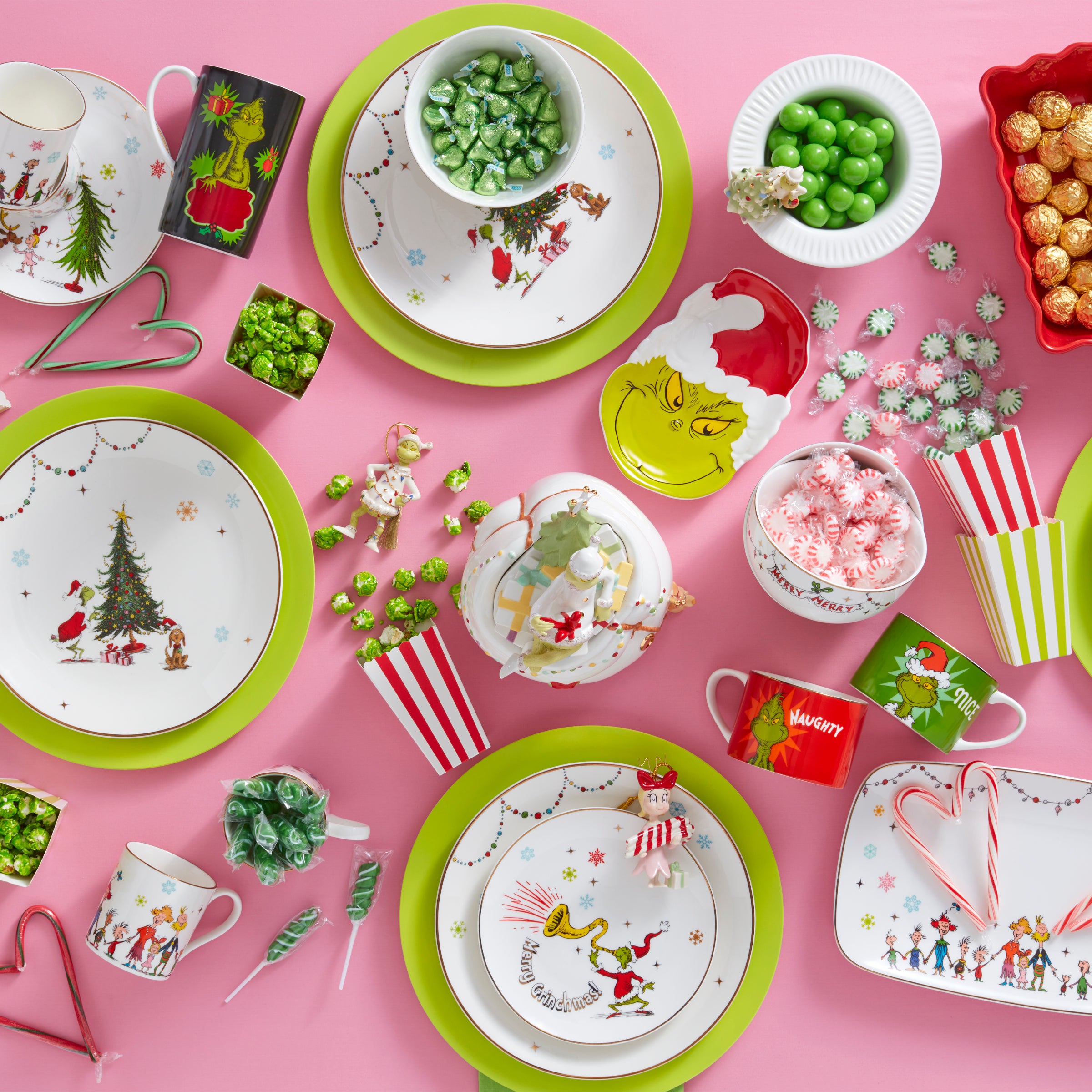 Merry Grinchmas 12-Piece Dinnerware Set - Festive Christmas Tableware for Holiday Parties & Family Gatherings
