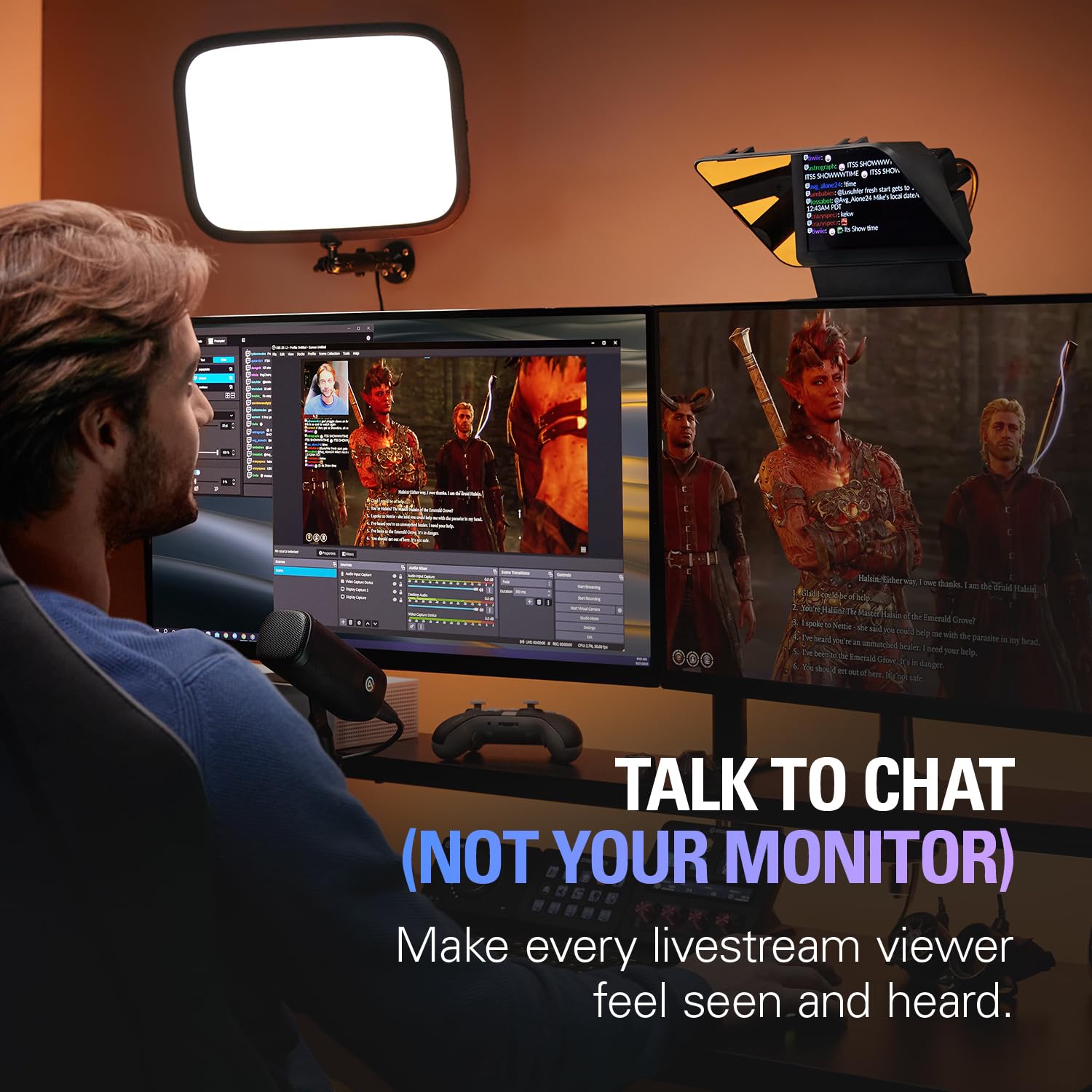 Elgato Prompter - Professional Teleprompter with Built-in HD Screen for YouTube, Twitch, Zoom, MS Teams Streaming | Compatible with DSLR, Webcam, Smartphone | Plug & Play Monitor Display for Mac, PC & Stream Deck | Perfect for Live Streaming, Video Conferencing & Content Creation