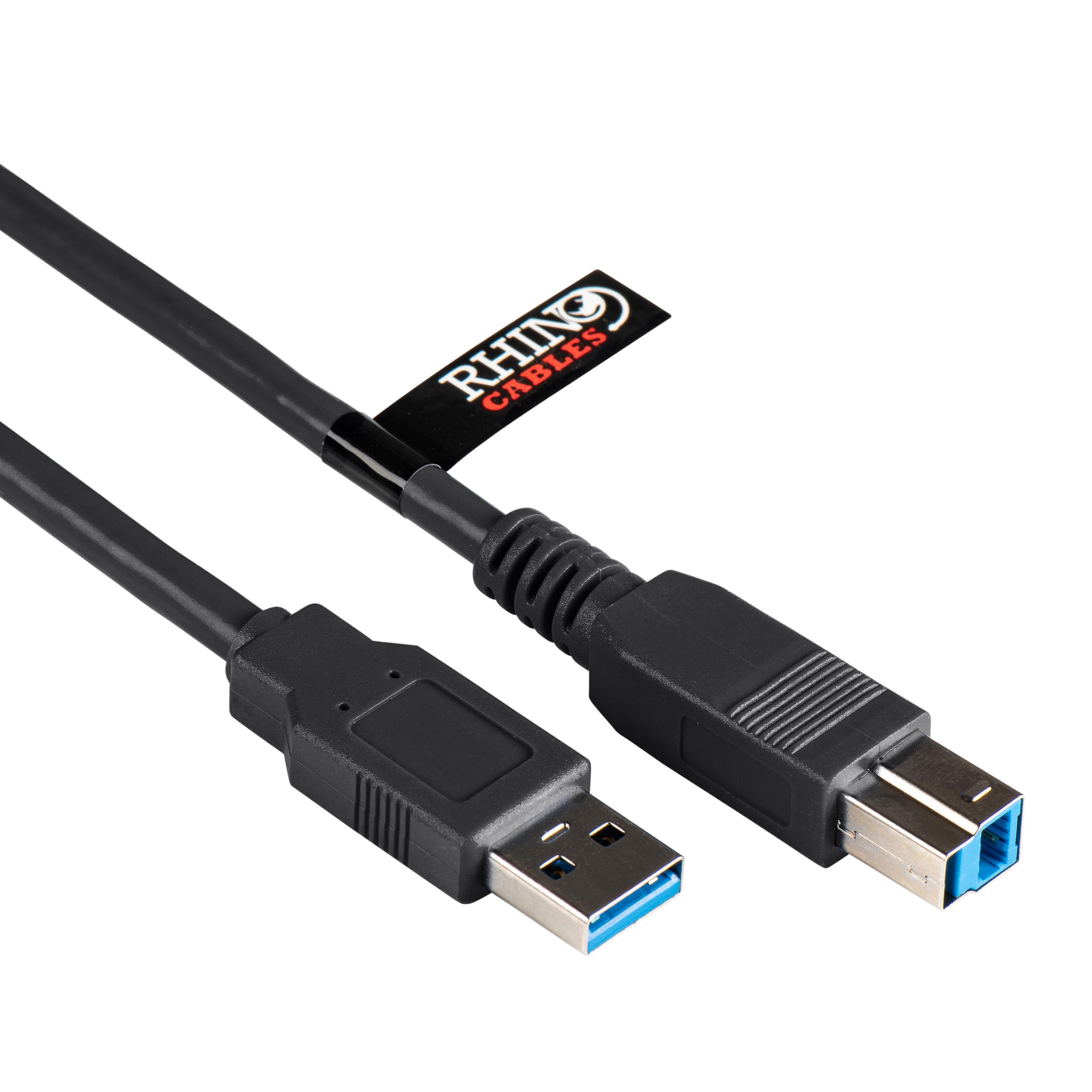 Rhinocables USB 3.0 Printer Cable A Male to B Male 5m - High Speed Data Transfer for Printers, Scanners, External Hard Drives | Compatible with HP, Brother, Dell, Epson | Durable Black Cable for Office & Home Workspaces