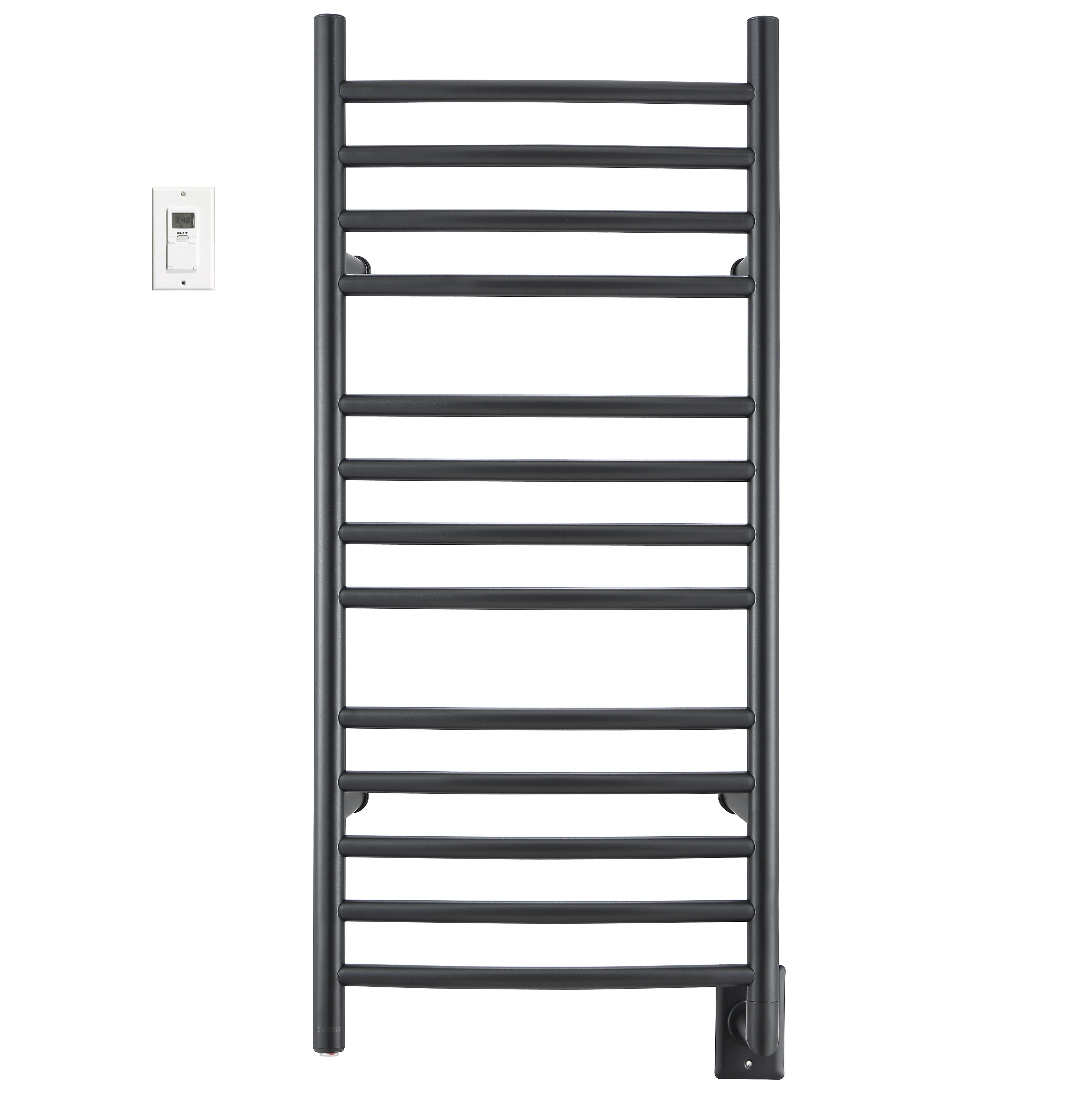 40 Inch Matte Black Hardwired Electric Towel Warmer & Drying Rack with Wall Timer - Bathroom Luxury Heated Towel Rack for Spa, Hotel & Home Use
