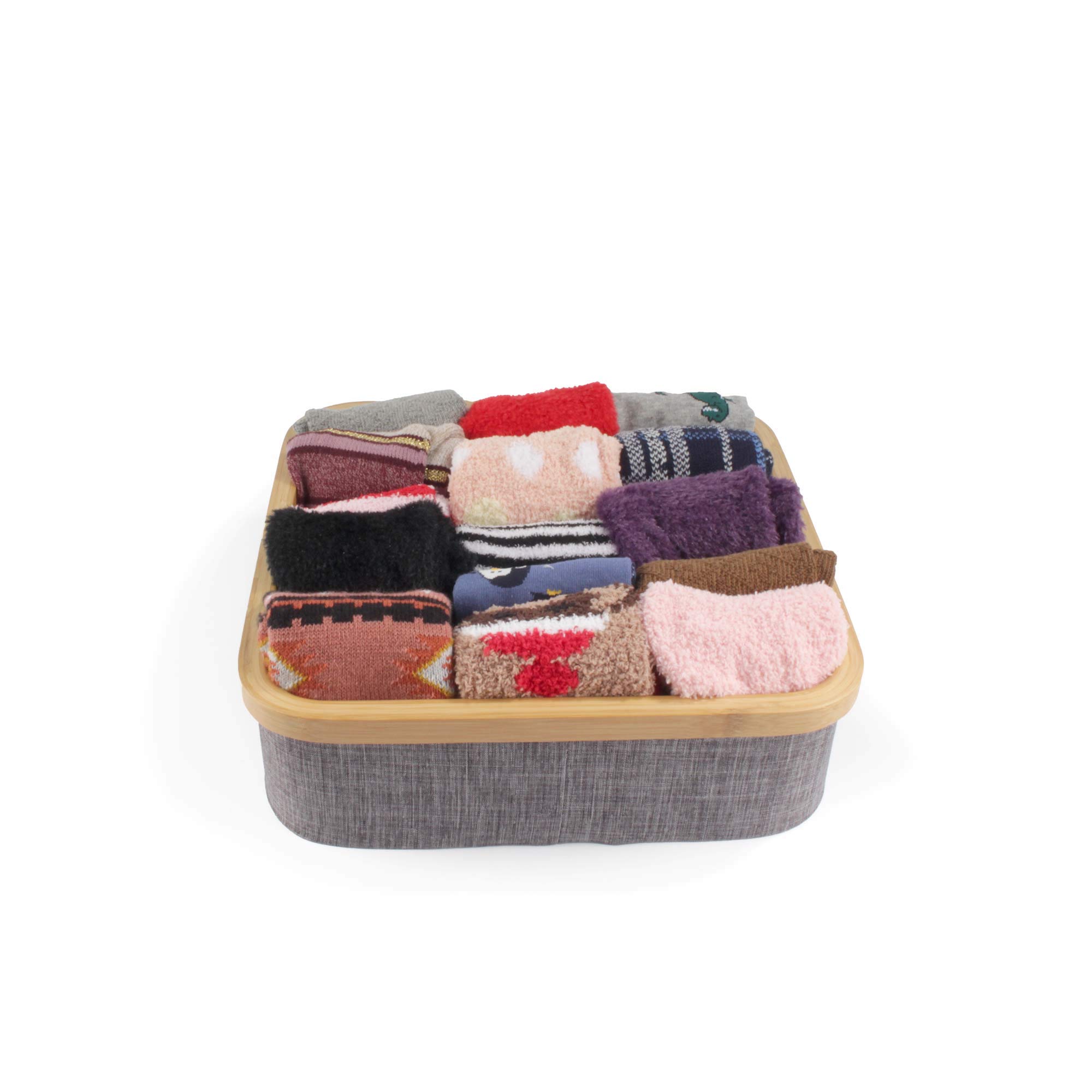 BambooMN 3-Cell Dresser Drawer Organizer - Natural Bamboo Storage Box for Socks, Underwear & Jewelry - Perfect for Bedroom Closet & Bathroom Organization