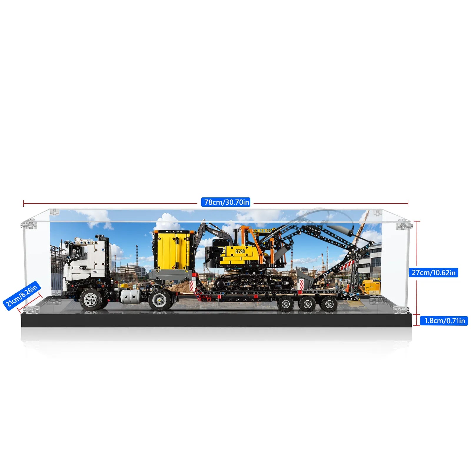LEGO Volvo FMX Truck & EC230 Electric Excavator 42175 Display Case - Premium Acrylic Showcase for LEGO Technic Models - Perfect for Home Decoration, Office Display & Collector's Showcase