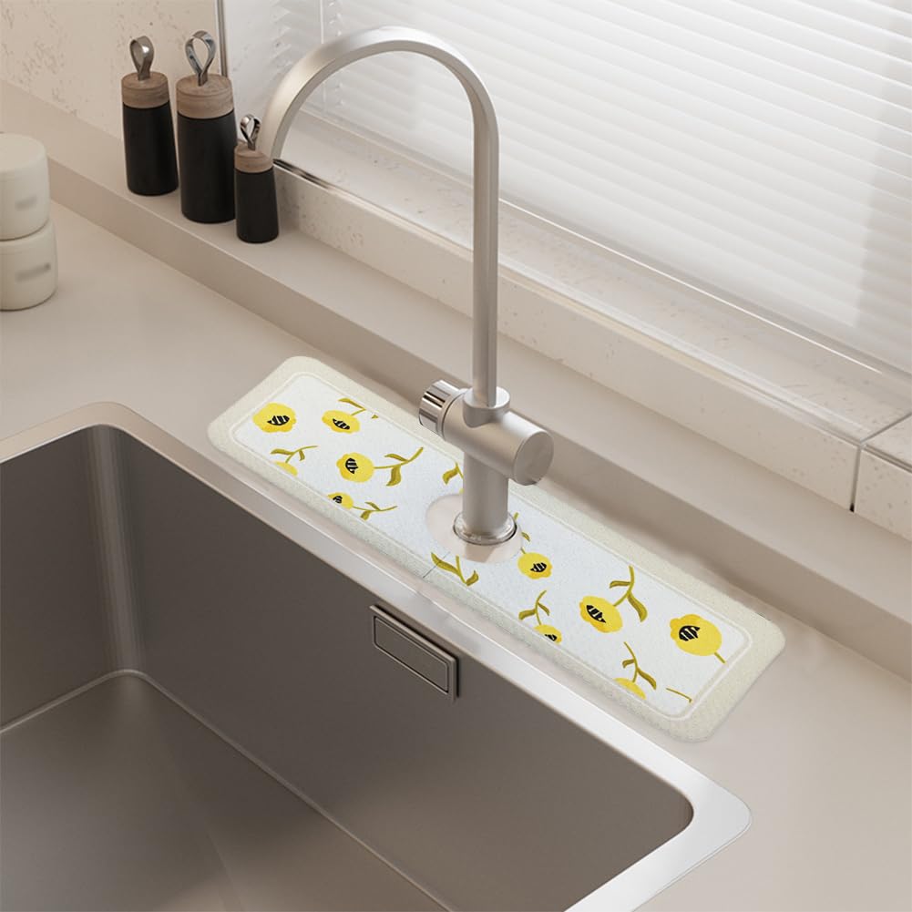 2-Pack Diatom Mud Sink Mat - Splash Guard for Kitchen & Bathroom Faucets - Quick-Dry & Absorbent