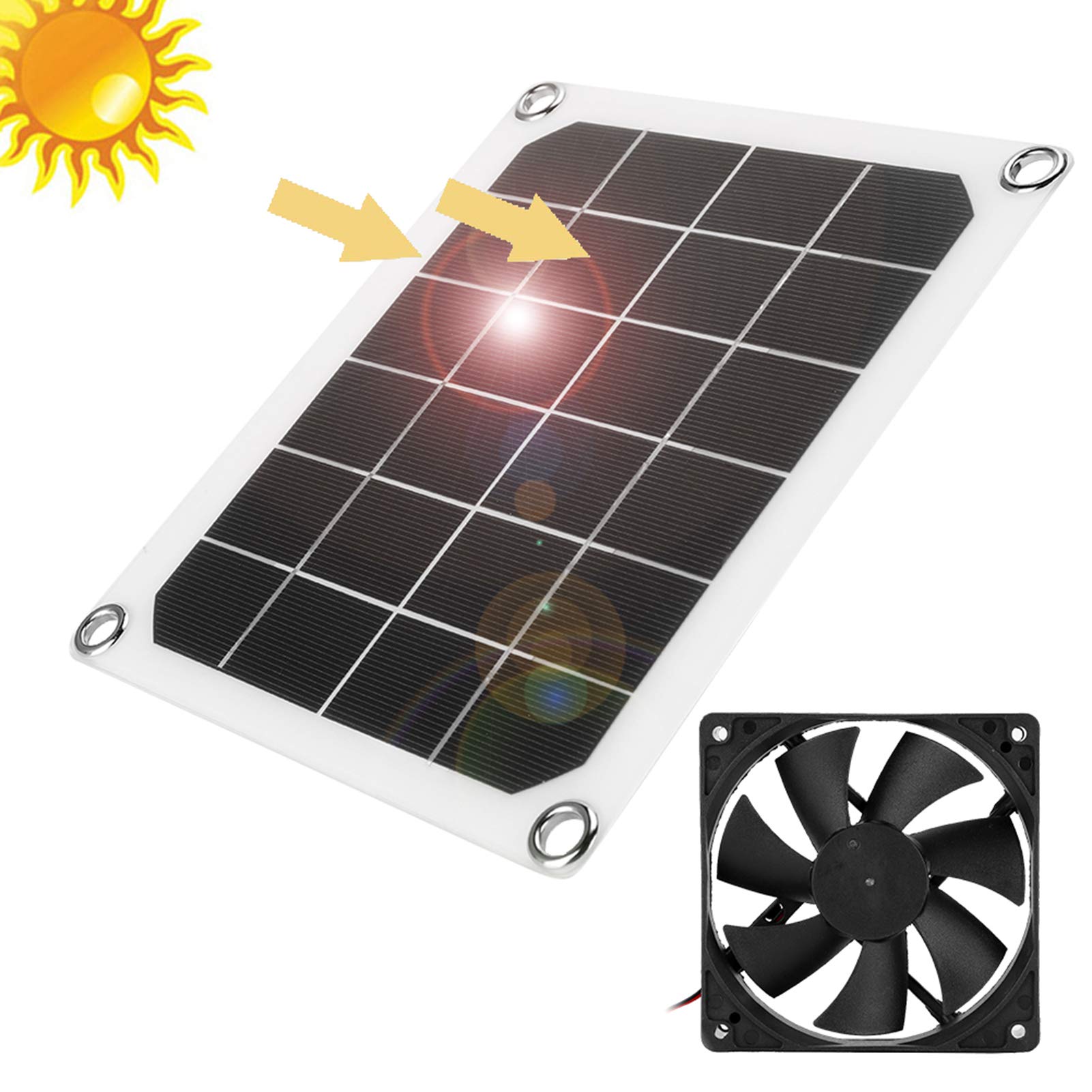 Waterproof Solar Exhaust Fan with USB Charging - Monocrystalline Silicon Panel for Greenhouse, Chicken Coop Ventilation - Perfect for Indoor Gardening, Poultry Farming & Agricultural Use