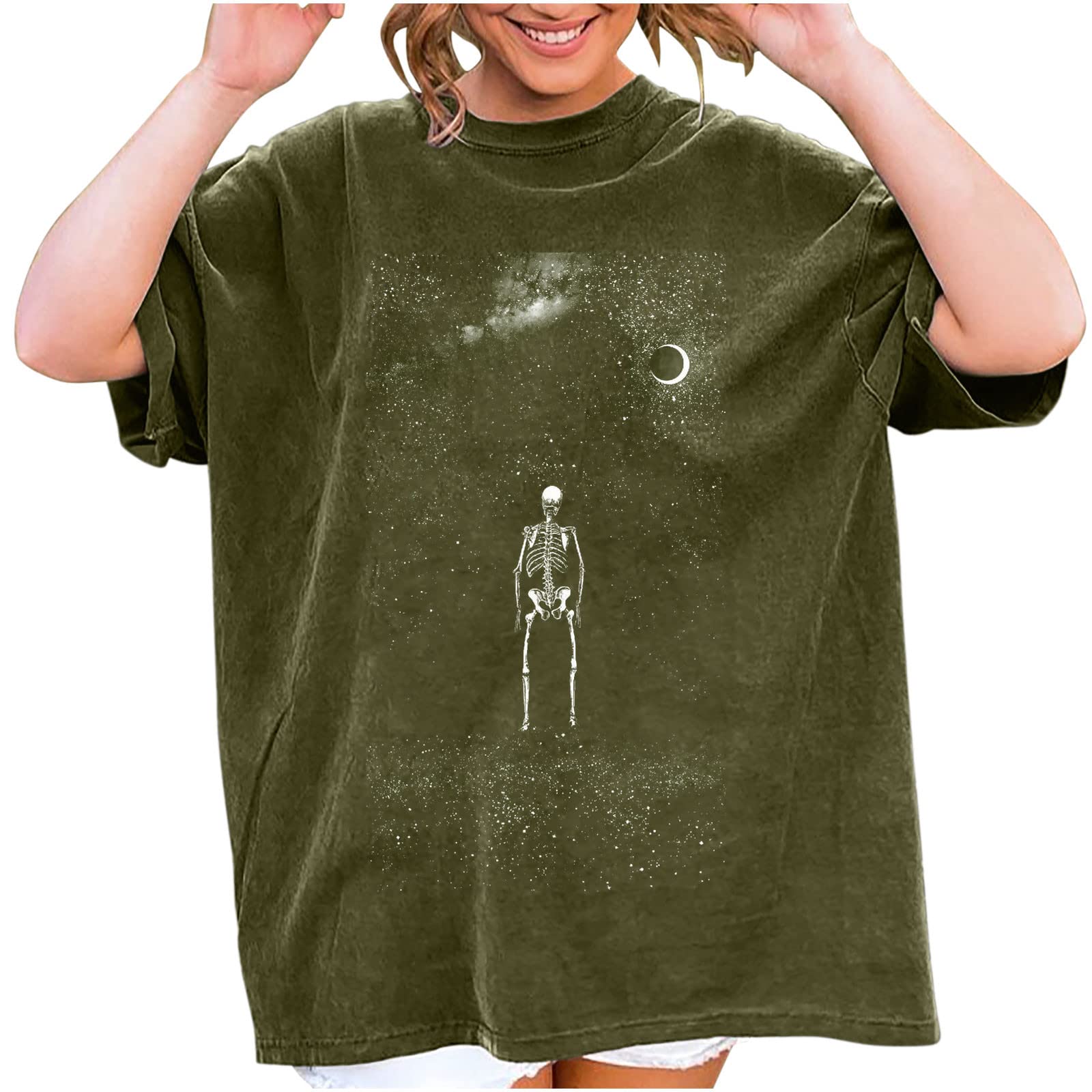 Vintage Funny Print Women's T-Shirts - Drop Sleeve Summer Short Sleeve Blouse Tee for Casual Wear & Activewear | Perfect for Outdoors, Gym & Everyday Fashion