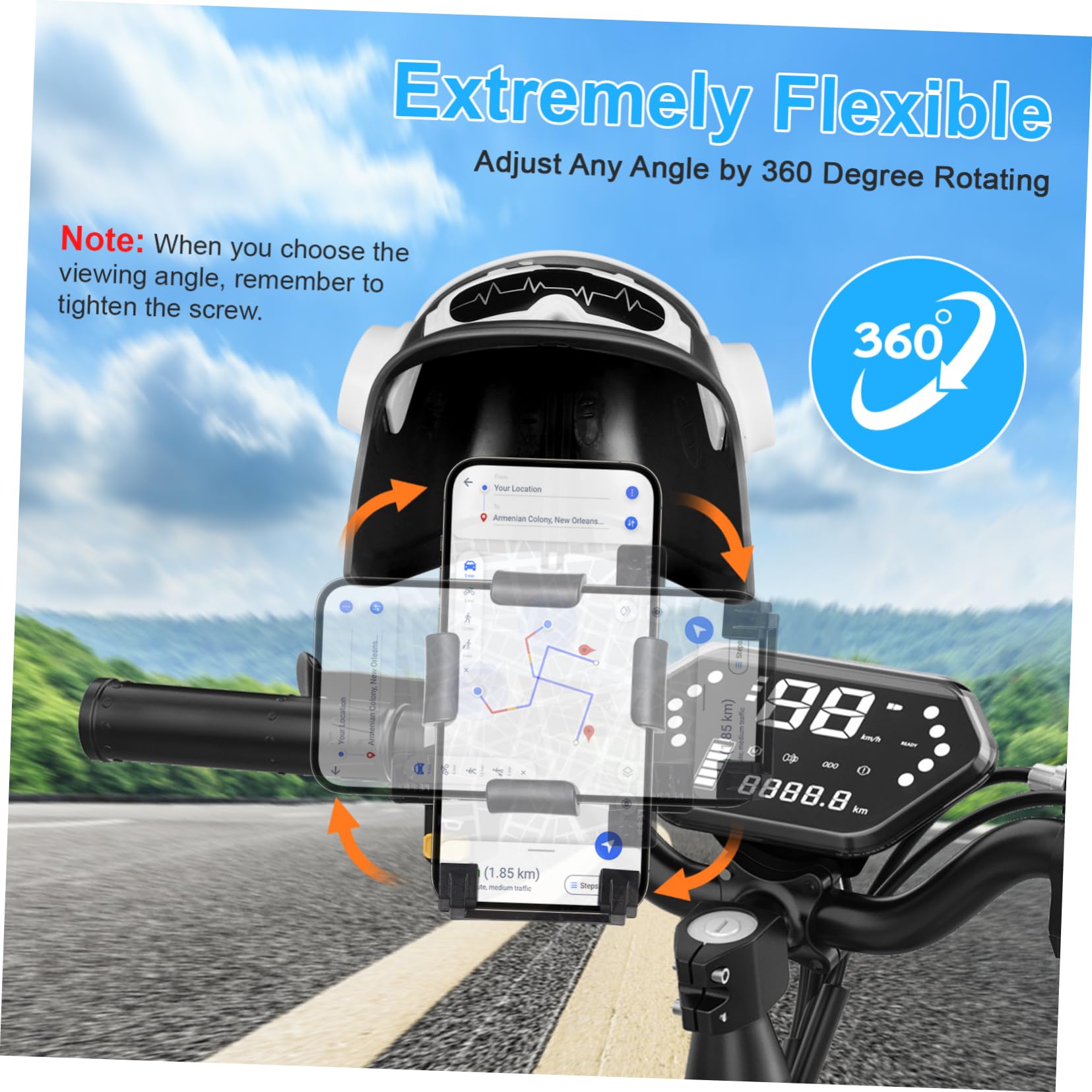 Universal Bike Phone Holder - Adjustable Handlebar Mount for Smartphones, Secure Mirror Clamp Bicycle & Motorcycle Phone Stand - Perfect for Cycling, Commuting & Outdoor Adventures