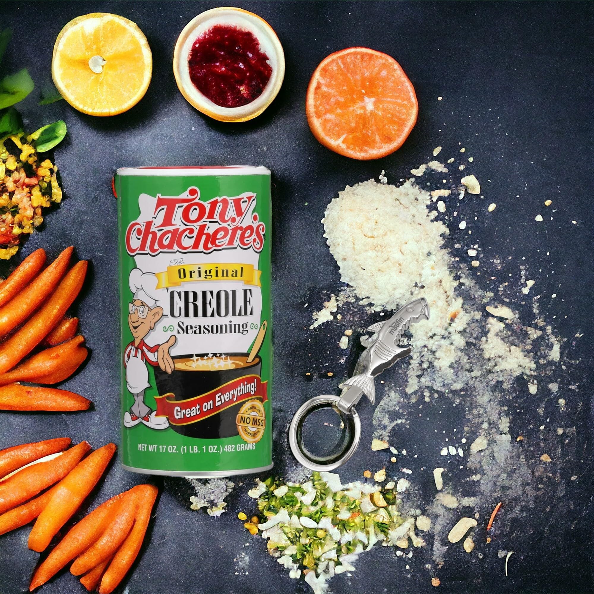 Tony Chachere's Original Creole Seasoning, 17 Oz (Pack of 3) – Authentic Creole Spice Blend with Free Silver Bottle Opener Keychain | Perfect for Gumbo, Jambalaya, Grilling & Everyday Cooking | All-Purpose Cajun Seasoning for Meat, Seafood & Vegetables