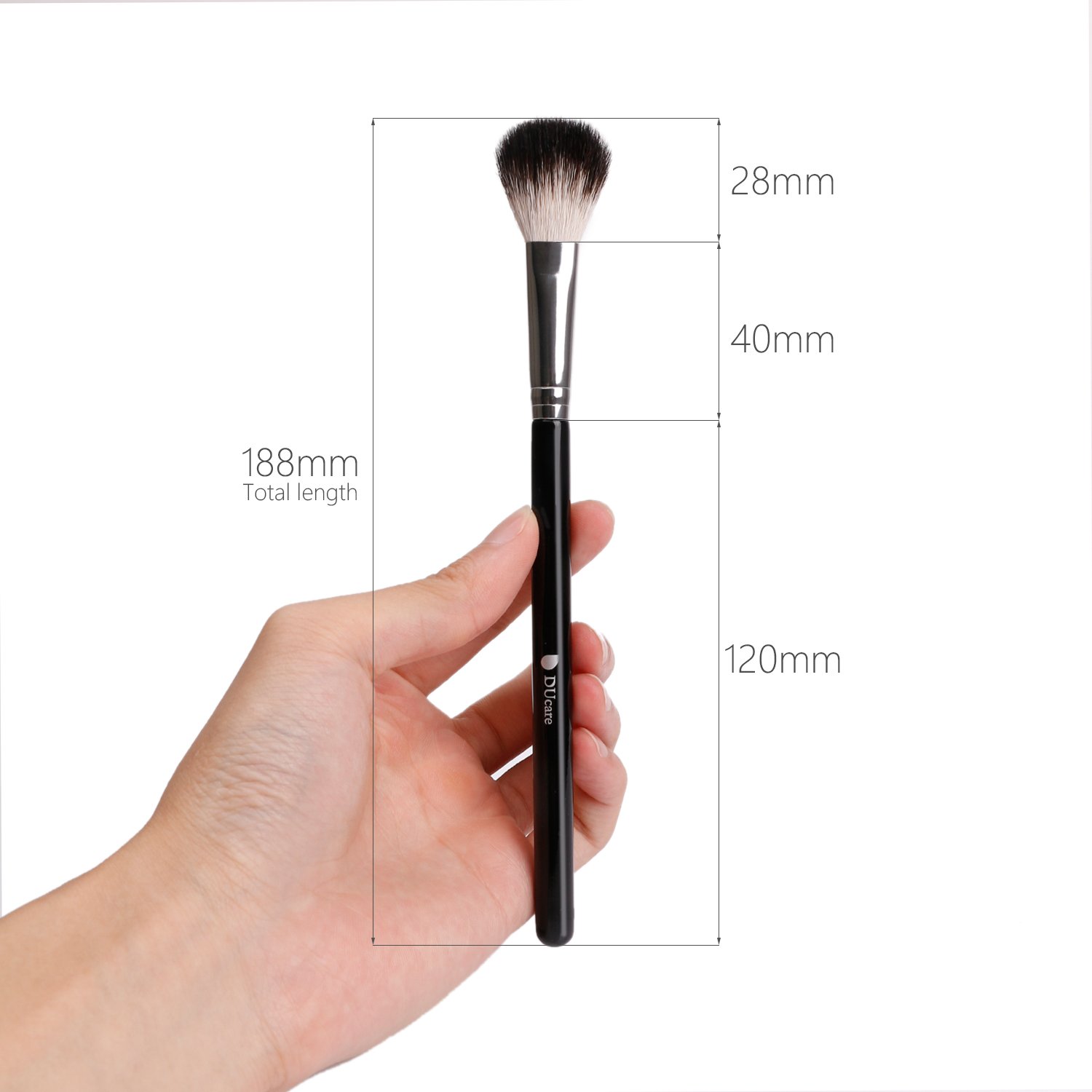 DUcare Professional Fan Highlighter Brush - Silvery & Black Makeup Brush for Blending Eyeshadow, Contouring & Blush - Perfect for Highlighting, Strobing & Detailed Makeup Application