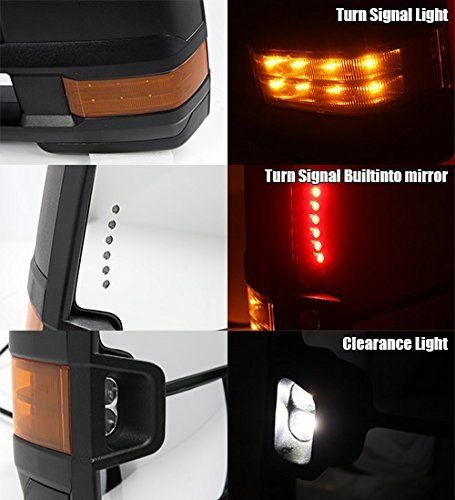 2007-2013 Chevy Silverado Sierra Avalanche Suburban Tahoe Towing Mirrors - Power Heated Side Mirrors with LED Turn Signal, Arrow & Clearance Lights - Chrome Cover Pair (Fits 2007+ New Body Style) | Perfect for Towing Trailers, Boats & RVs - Enhanced Visibility & Safety