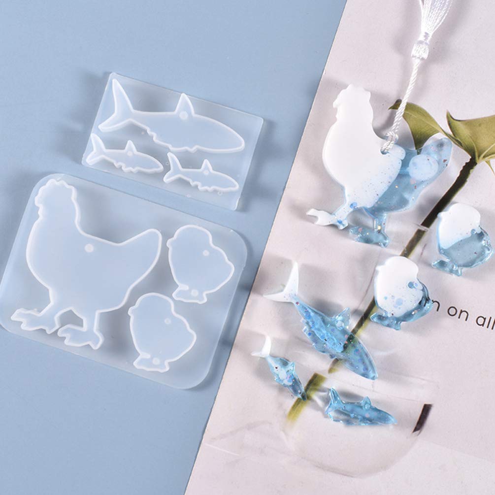 ARTIBETTER 2-Piece Silicone Jewelry Molds - Chicken & Fish Shaped Pendant Molds for DIY Epoxy Resin Casting, Handmade Charm & Tag Making - Perfect for Crafting Unique Resin Jewelry at Home