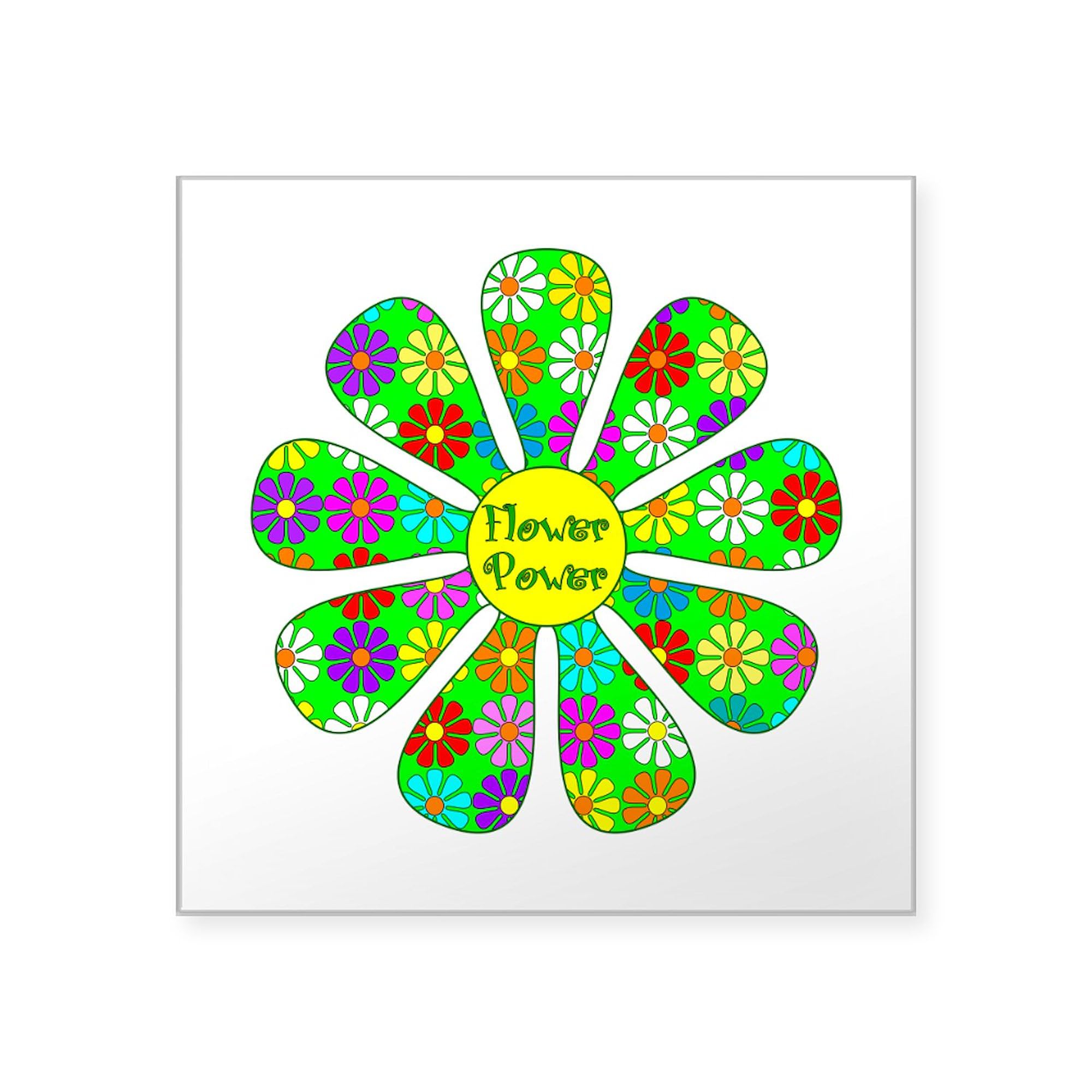 Cool Flower Power Square Sticker 3