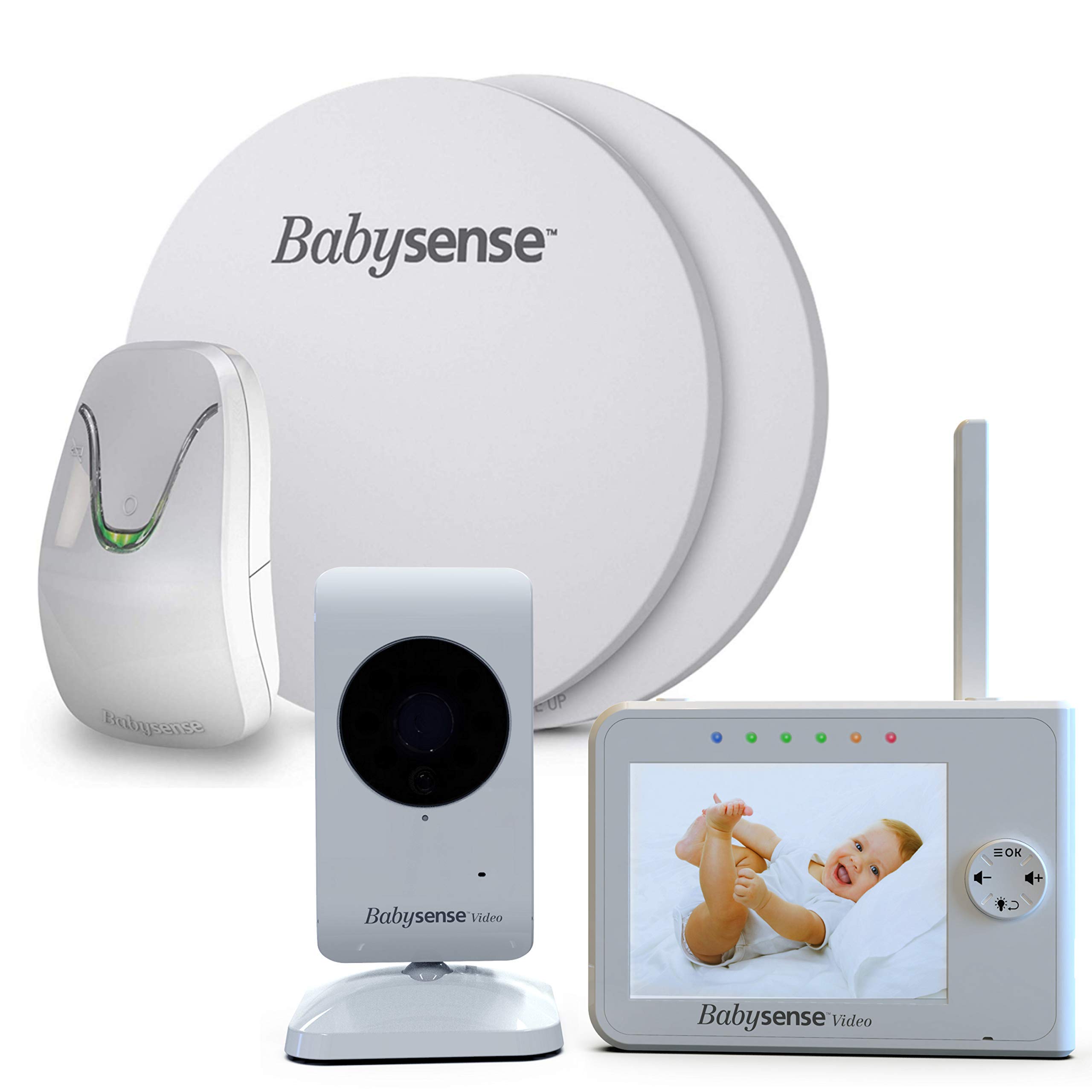 Babysense V35 HD Video Baby Monitor with Camera & Audio + Under Mattress Movement Sensor - 2-in-1 Baby Monitoring System for Nursery Safety | Night Vision, Two-Way Talk, Temperature Alert | Perfect for Newborns, Infants & Toddlers
