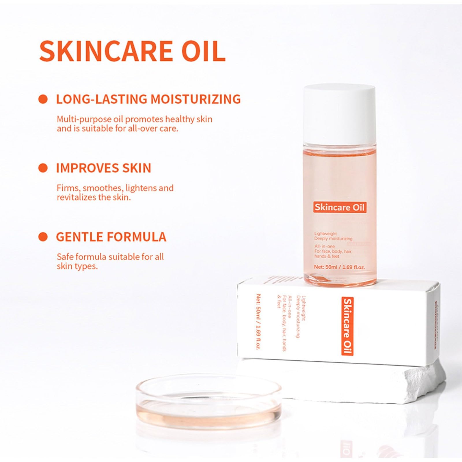 Organic Jojoba & Vitamin E Skincare Body Oil - Fast Absorbing, Non-Greasy Face & Body Moisturizer for Dry, Rough Skin - Hydrating Serum to Soften & Smooth Skin (50ml) | Perfect for Daily Hydration, Post-Shower Care & Nighttime Skin Repair