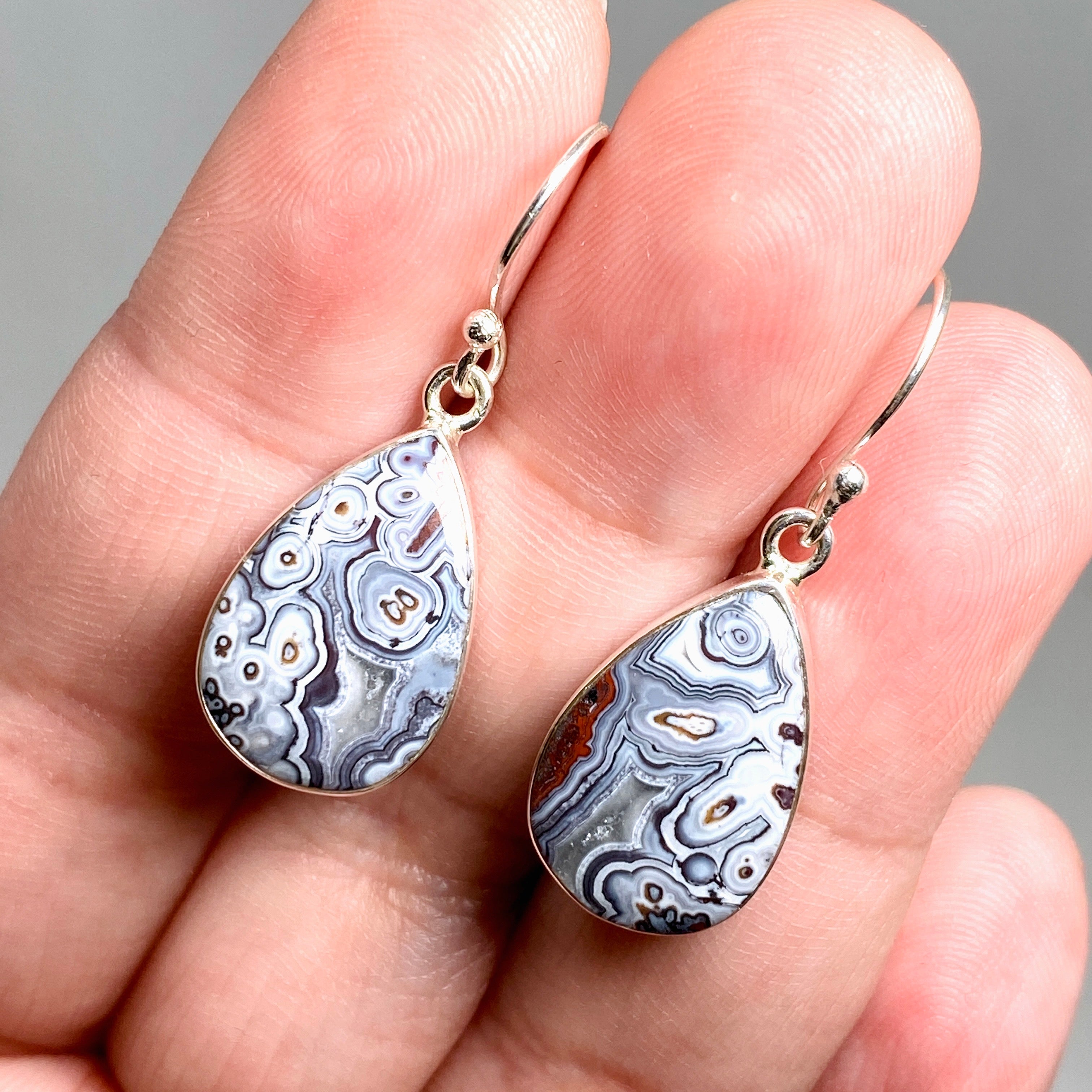 Mexican Crazy Lace Agate Teardrop Earrings - Handmade Sterling Silver Dangle Jewelry for Women - Perfect for Boho Chic, Wedding & Party Accessories