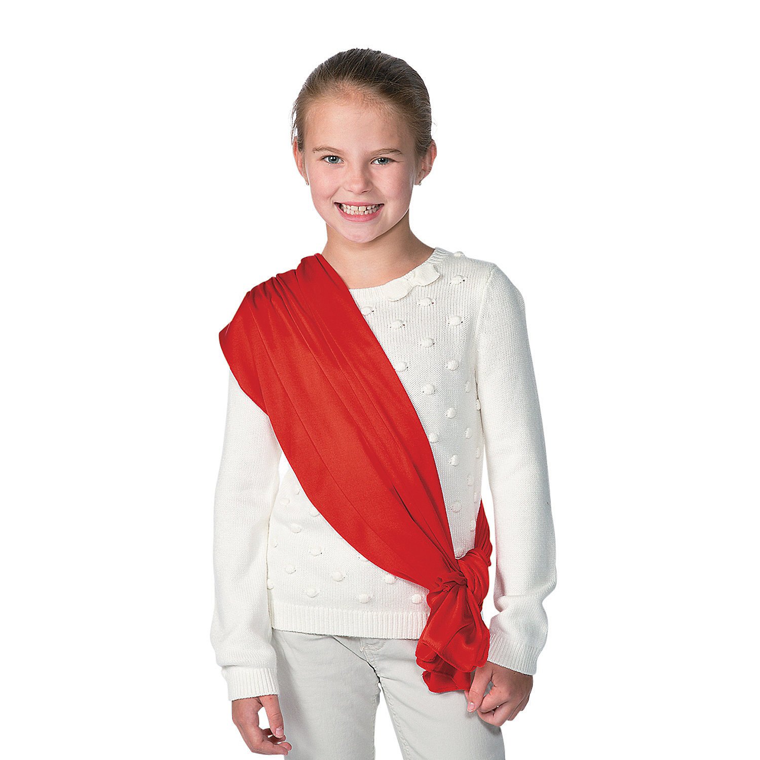 Fun Express Red Fabric Costume Belt Sash for Christmas - Santa Elf Holiday Costume Accessory - Perfect for Christmas Parties, Pageants & Theatrical Performances