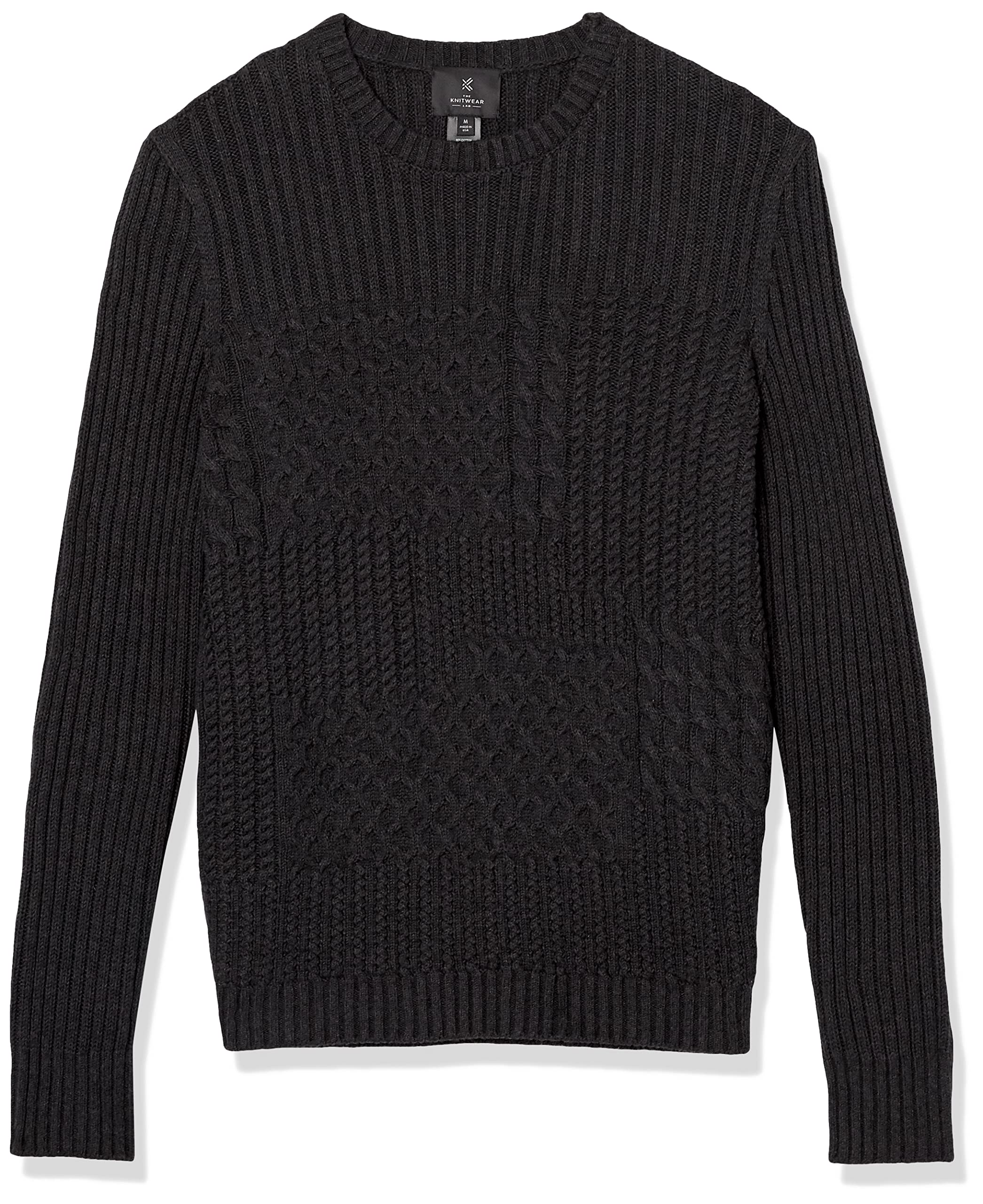 Men's 3D Mixed Cable Knit Pullover Sweater - Warm Winter Casual Wear for Office & Outdoor Activities