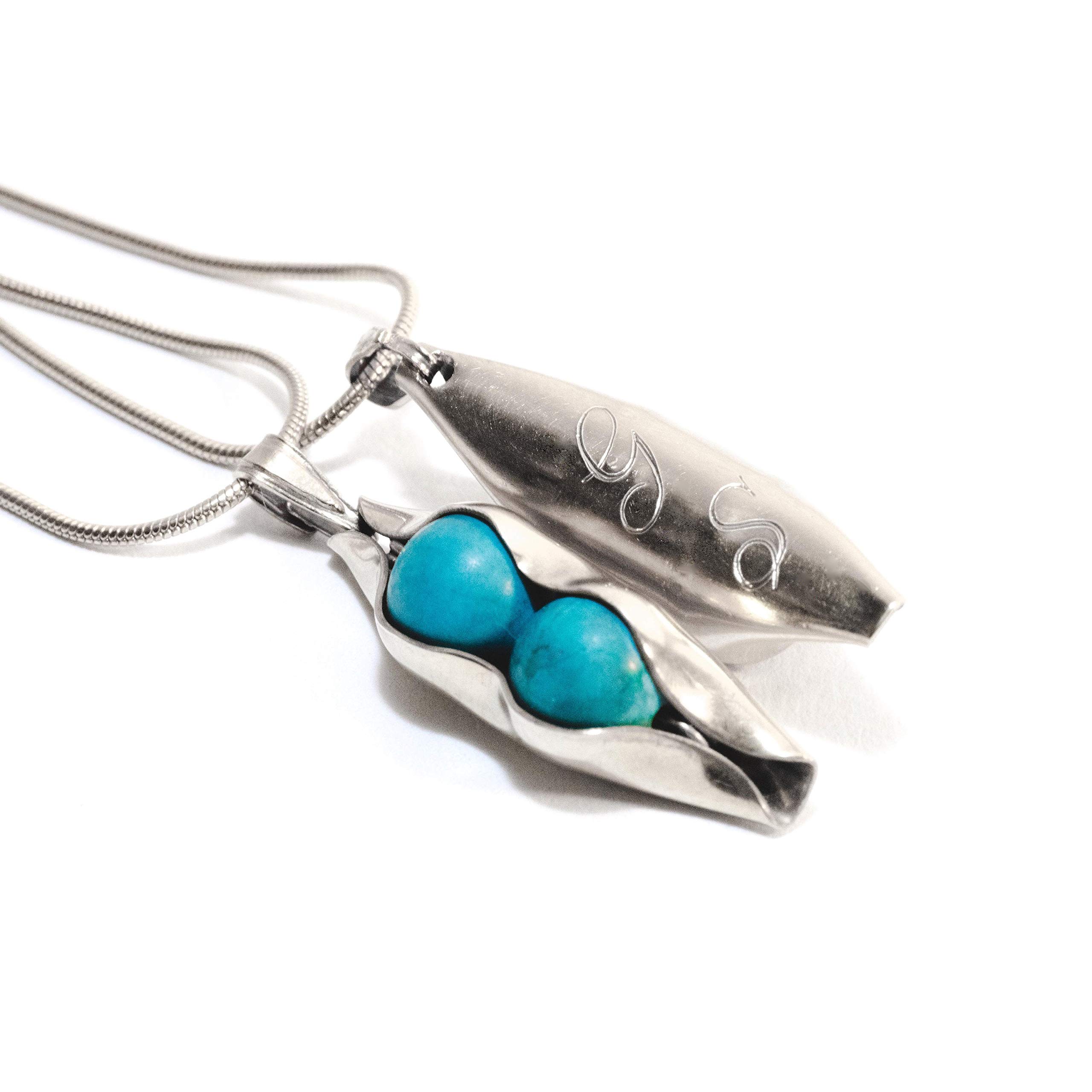 20th Anniversary Necklace - Two Peas in a Pod Charm with Mixed Birthstones - Perfect for China Anniversary & 20 Year Milestone Gift - Ideal for Weddings, Anniversaries & Romantic Occasions