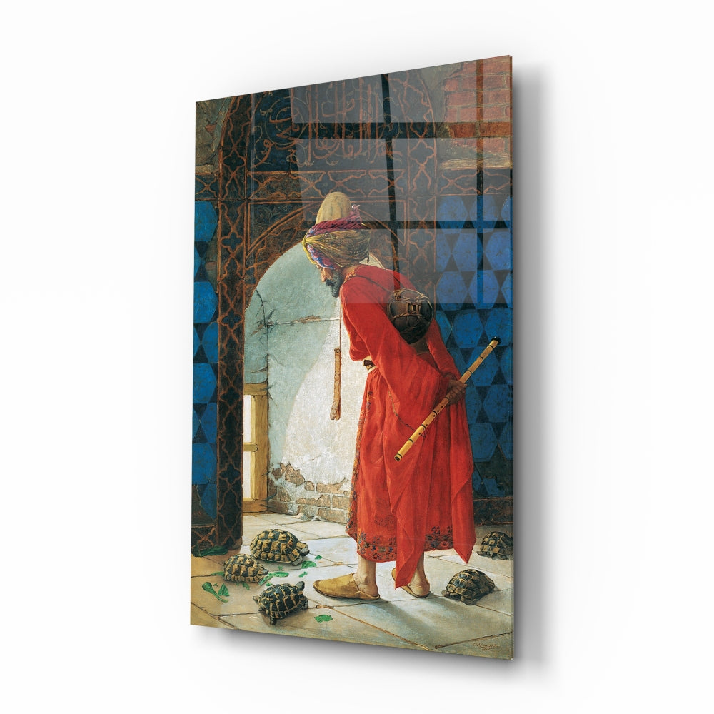 The Tortoise Trainer - Vintage Turkish Art Painting Reproduction for Home & Office Decor - Perfect for Living Room, Bedroom, or Office Wall Art
