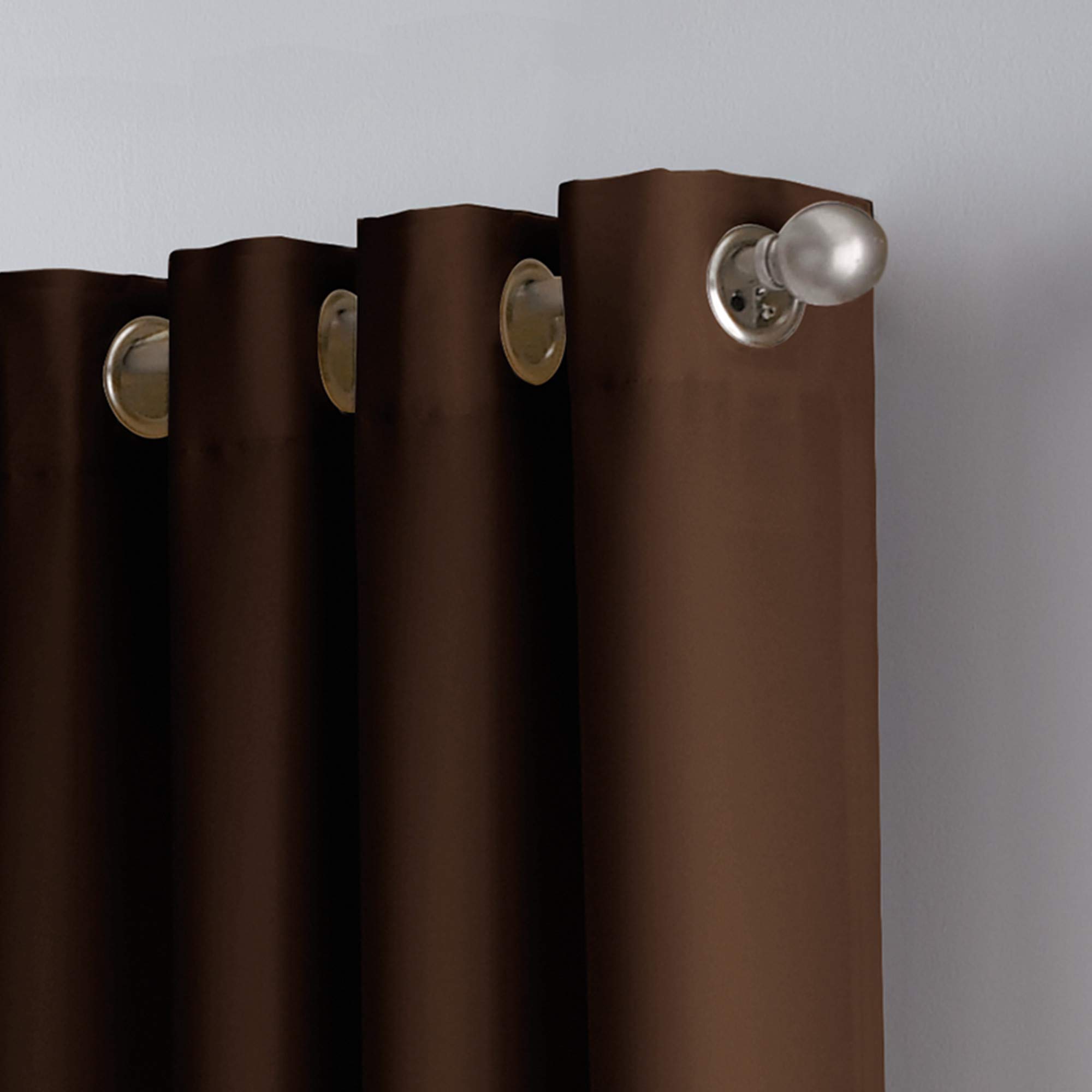 Curtainworks Kendall Color Block Grommet Curtain Panel - 95 Inch Chocolate Blackout Drapes for Living Room & Bedroom Window Treatments