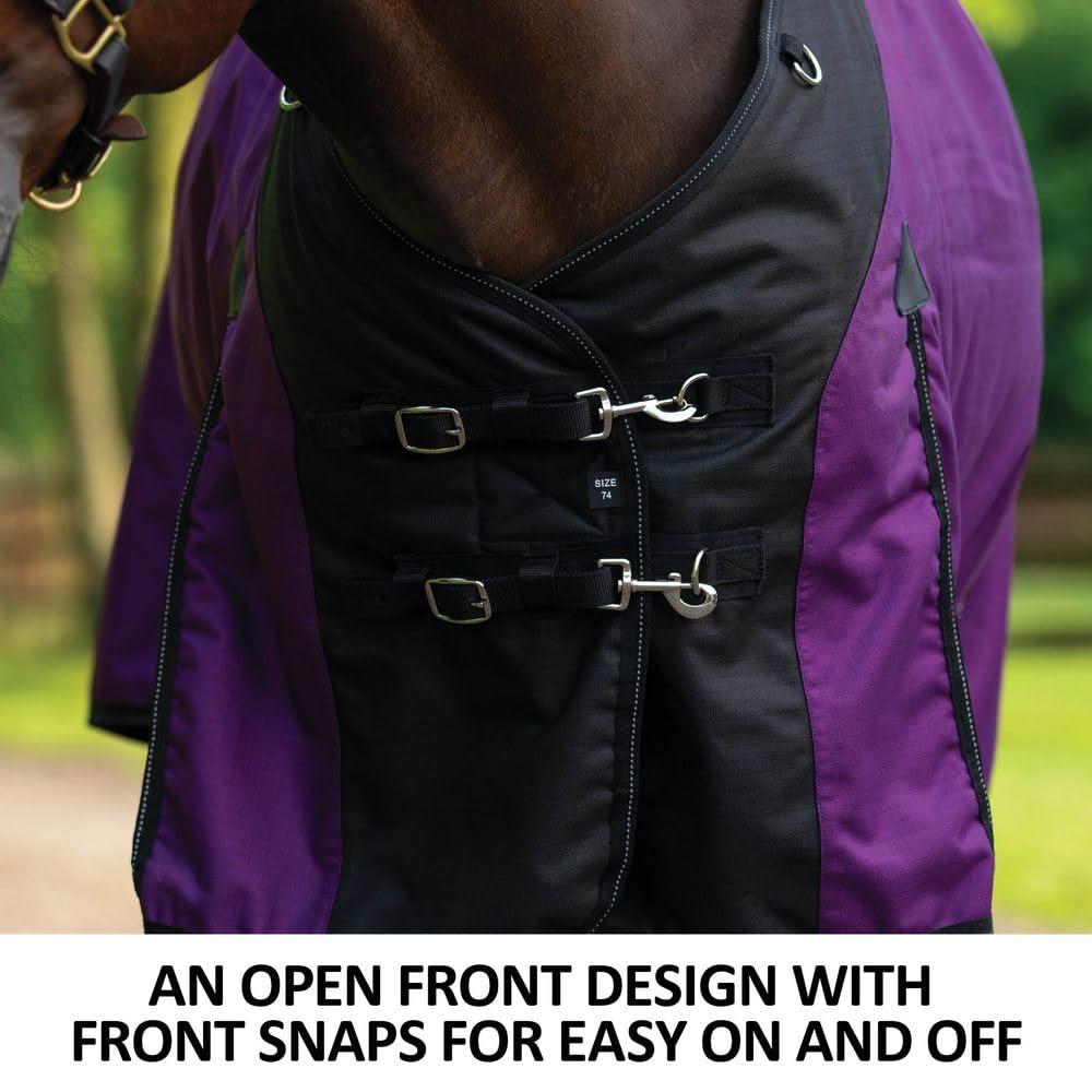 Classic II Surcingle Waterproof Winter Horse Blanket with Contour Collar - 1200D Ripstop Durable Turnout Blanket for Cold Weather Riding, Stable & Outdoor Use