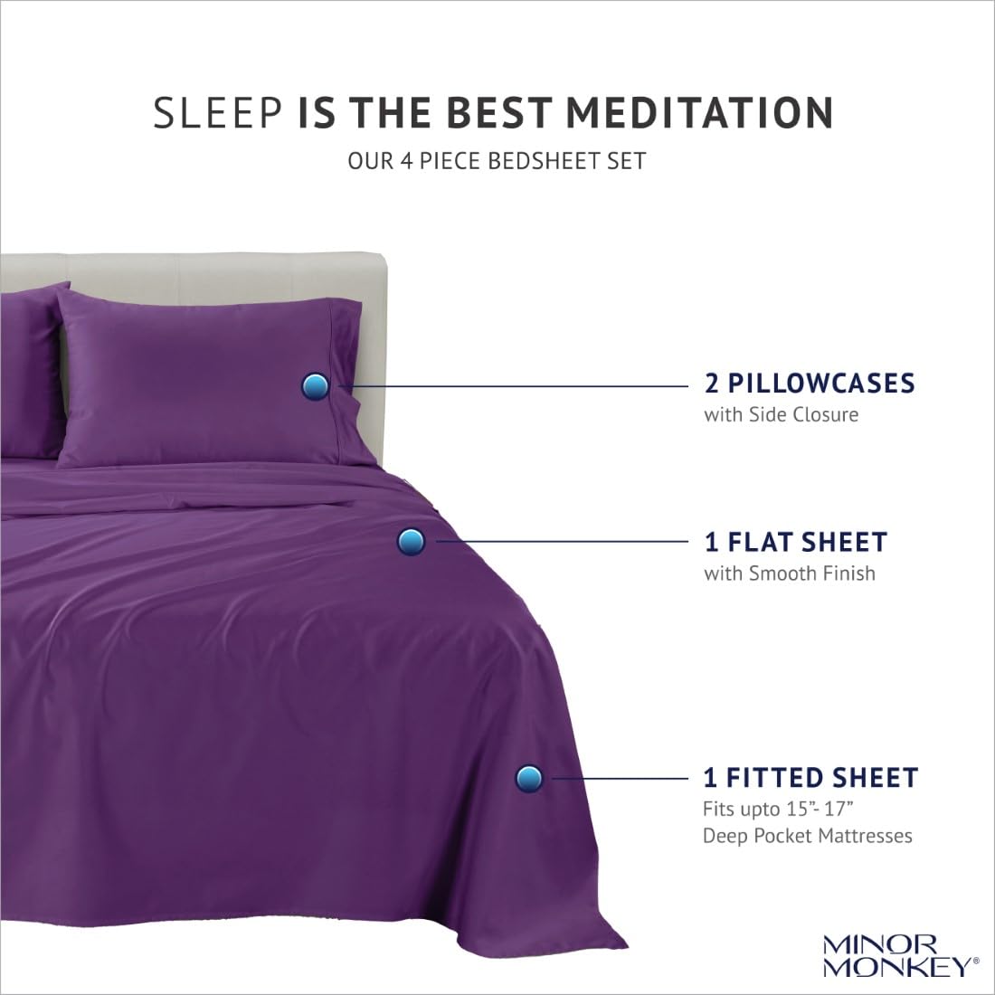 Luxury 1000 Thread Count California King Size Egyptian Cotton Sheets Set - 4Pc Soft Sateen Weave Bedding with 16