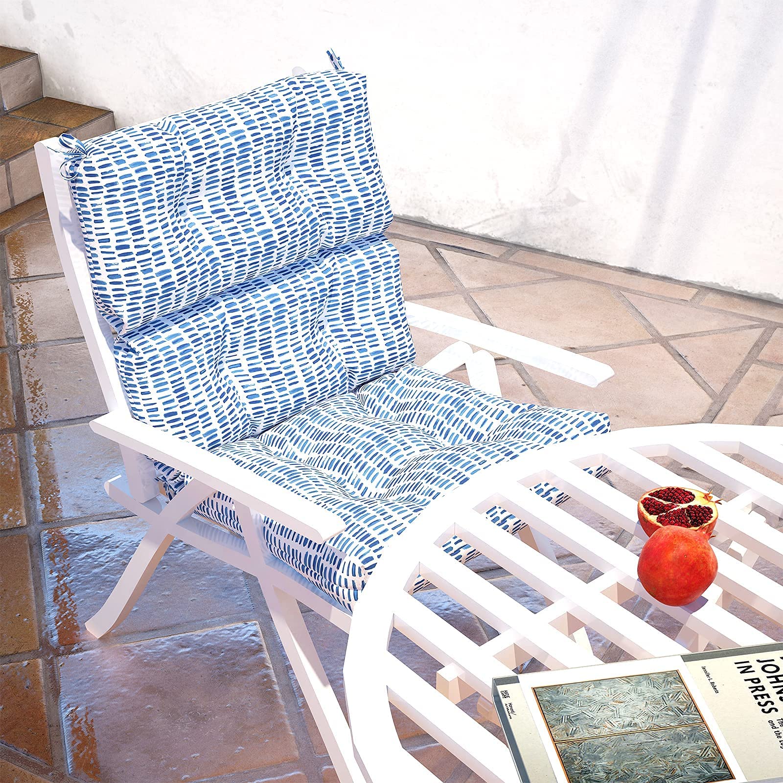 **LVTXIII Outdoor High Back Chair Cushions - Waterproof Adirondack Chair Cushion Set of 2 with Ties, 22” W x 20” D, Pebble Blue - Perfect for Patio, Garden, Deck & Poolside Relaxation**