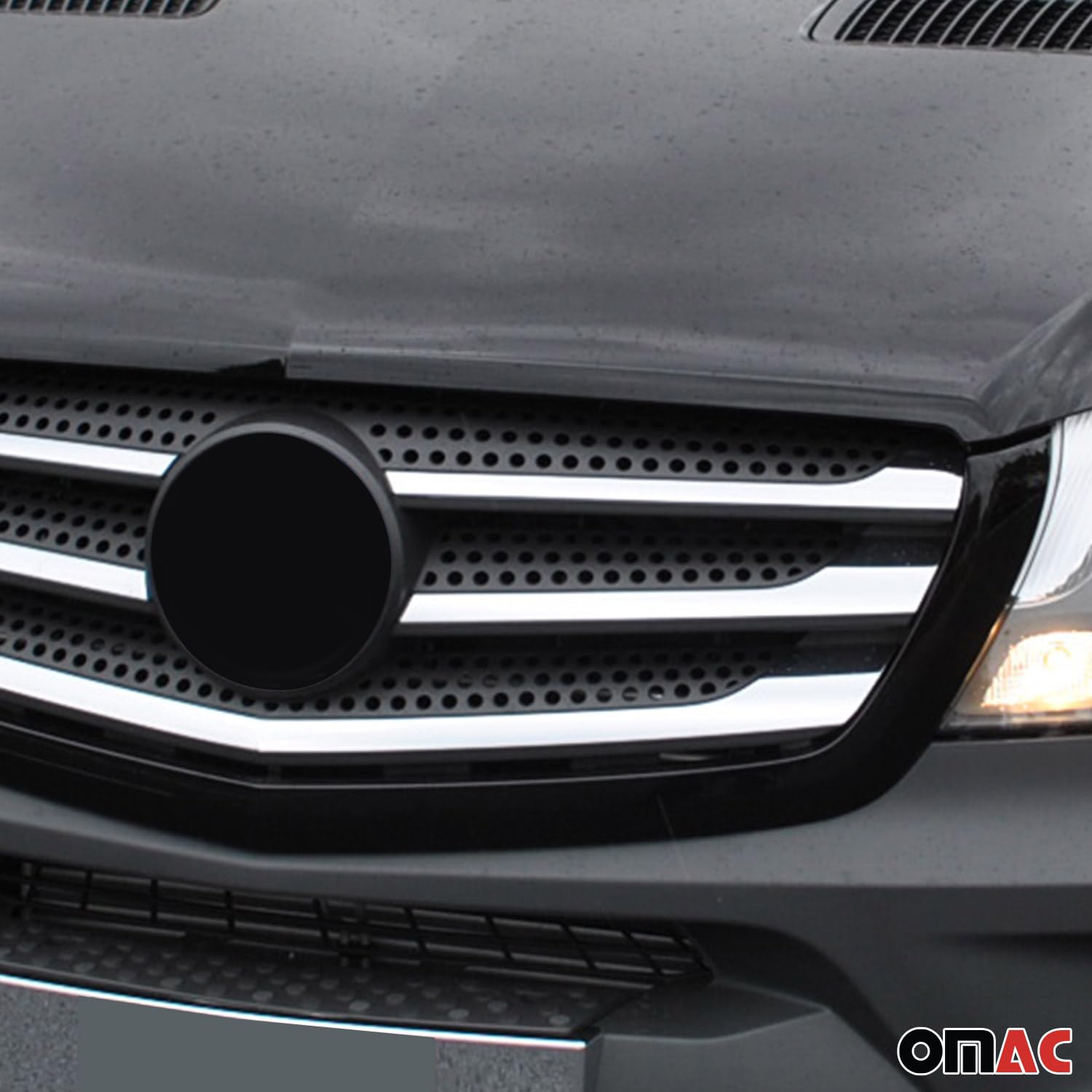 OMAC Front Bumper Grill Trim Molding Kit for Mercedes Sprinter W906 (2014-2018) - 5-Piece Steel Replacement Set - Perfect for Off-Road Protection & Custom Styling