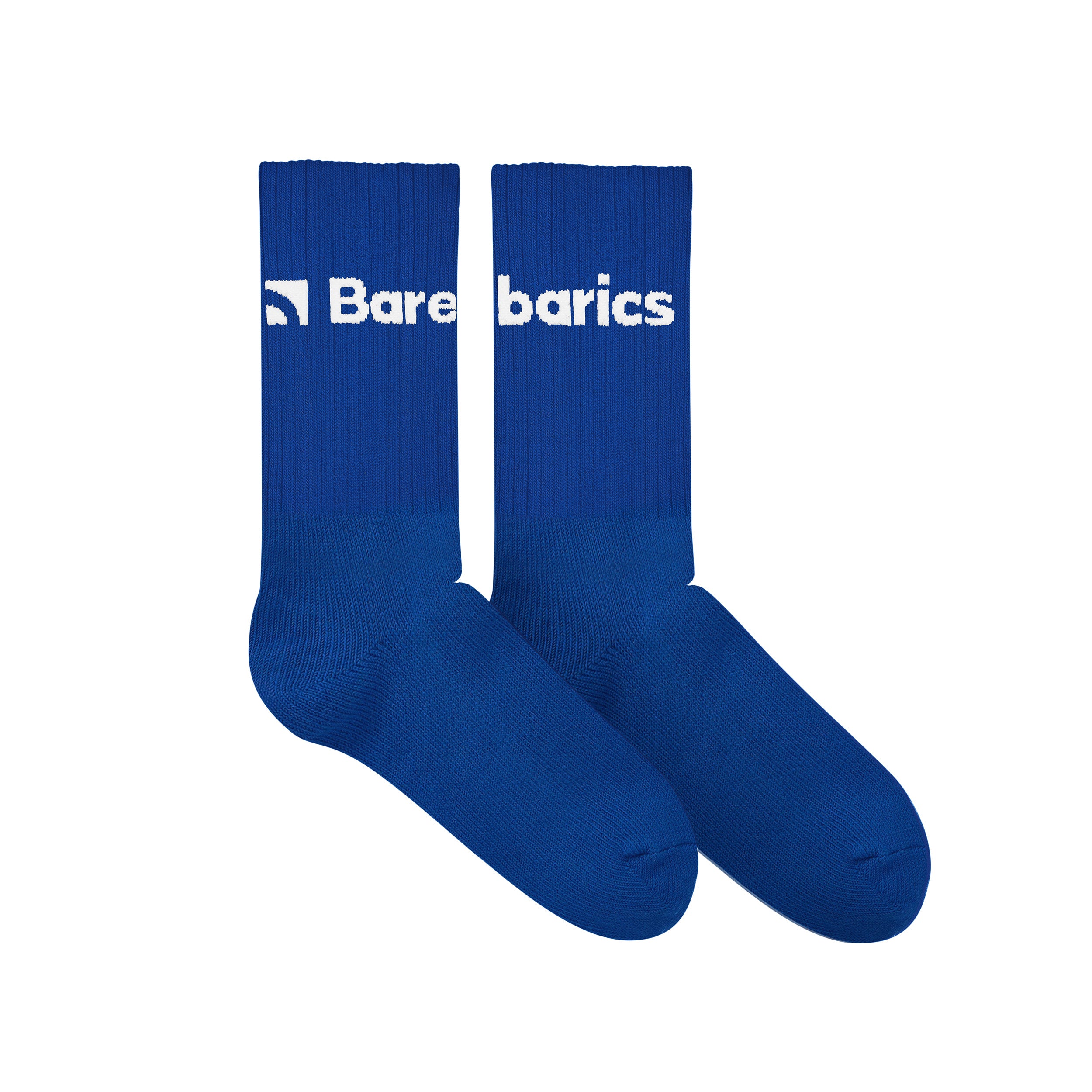 Barebarics Barefoot Socks for Men & Women - Comfortable Crew Socks in Cobalt Blue with Bold Logo - Perfect for Yoga, Running & Outdoor Activities