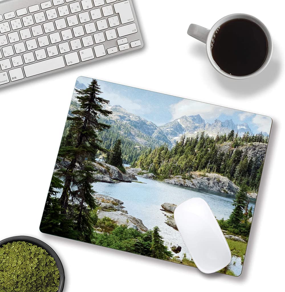 Premium Non-Slip Rubber Base Mouse Pad with Natural Forest Waterfall Design - Waterproof Square Mouse Mat for Office, Laptop & Gaming - Ergonomic Desk Accessory for Comfort & Precision Work