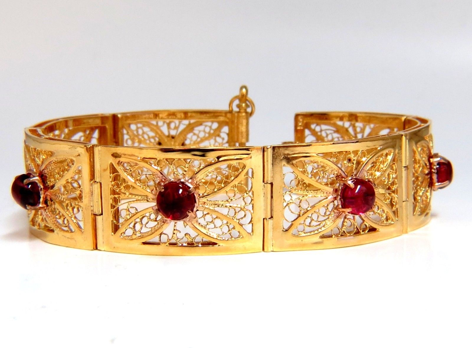7.40ct Natural Spinel Vintage Bracelet - 14K Gold Open Gilt Design - Elegant Jewelry for Women, Perfect for Weddings, Parties & Special Occasions