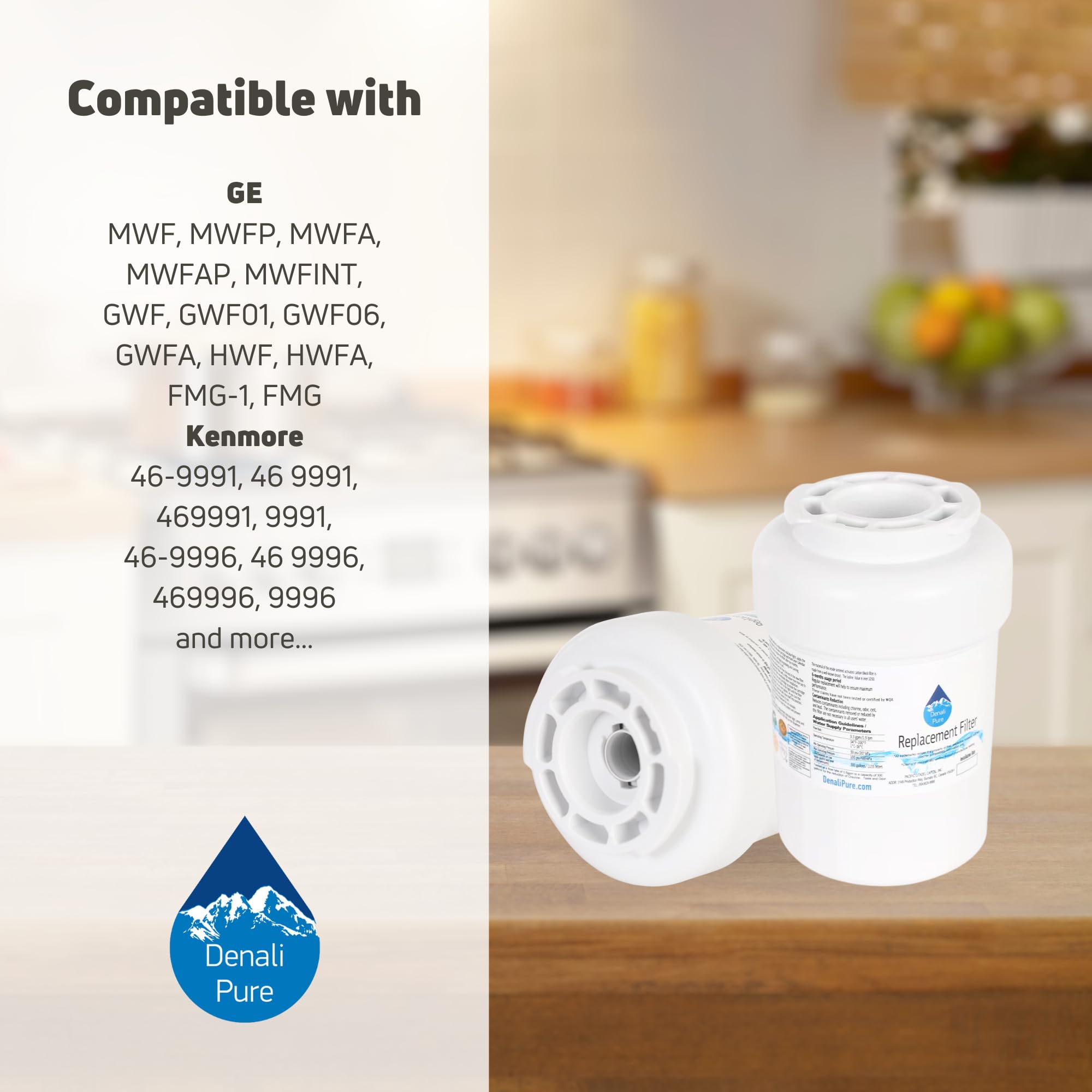3-Pack GE GSL25JFRFBS Refrigerator Water Filter Replacement - Compatible with MWF & MWFP Fridge Filters | Clean Drinking Water for Home & Office Use
