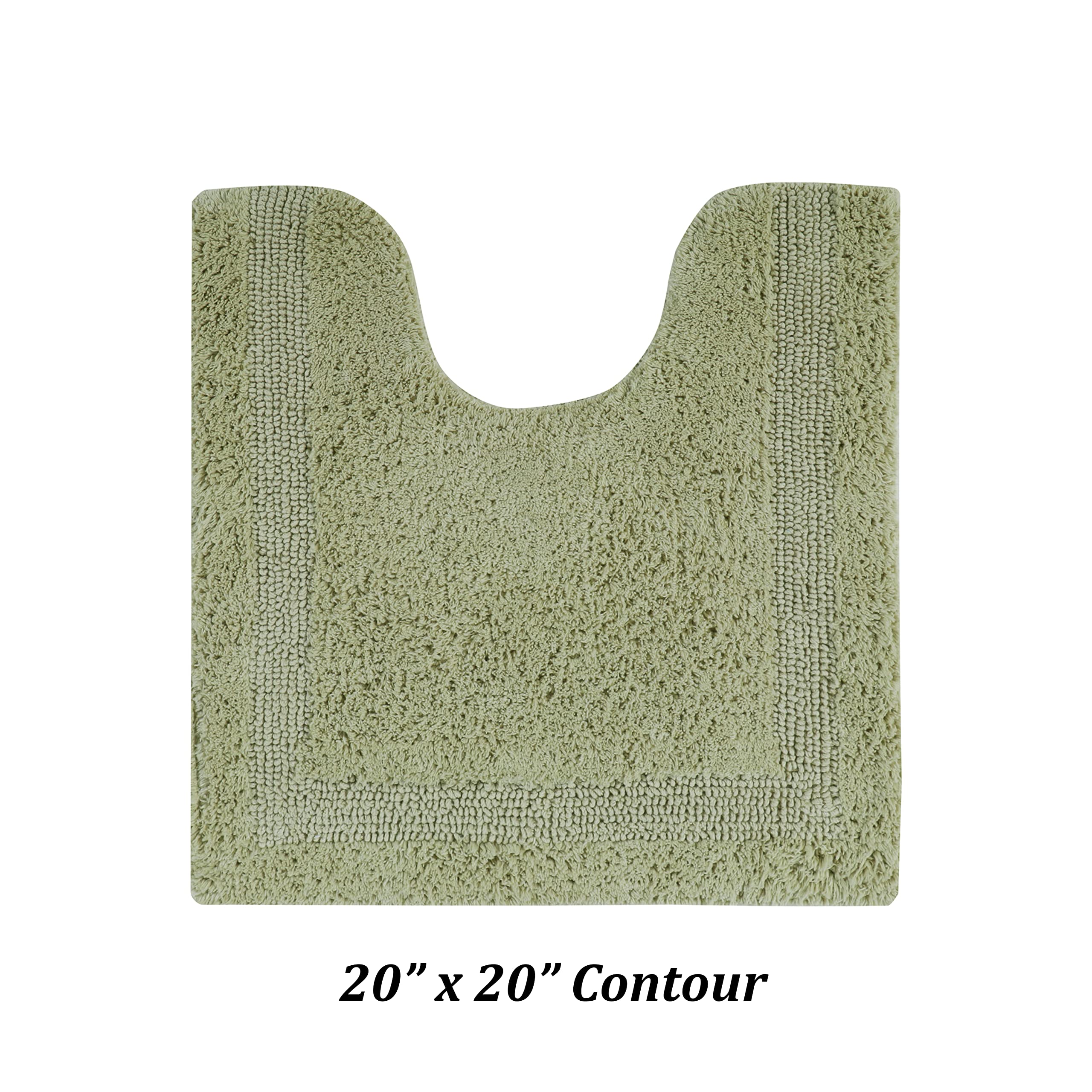 Better Trends 3-Piece Bathroom Rug Set - Sage Green Reversible Cotton Bath Mats, Absorbent & Machine Washable, Includes Rectangle, Contour & Runner for Bathroom Floor Decor - Perfect for Bathtub, Toilet & Shower Areas - Lux Collection Home Essentials