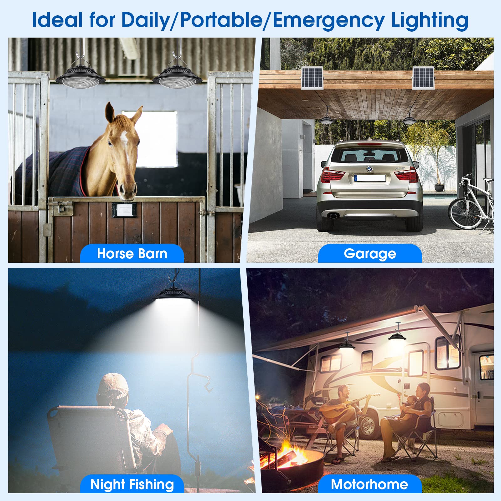 Solar Pendant Lights with Motion Sensor - 5 Modes Dimmable (6000K/4000K/3200K) - Waterproof Indoor/Outdoor Hanging Chandelier with Remote Control - Perfect for Barn, Chicken Coop, Patio, Garden & Backyard Lighting