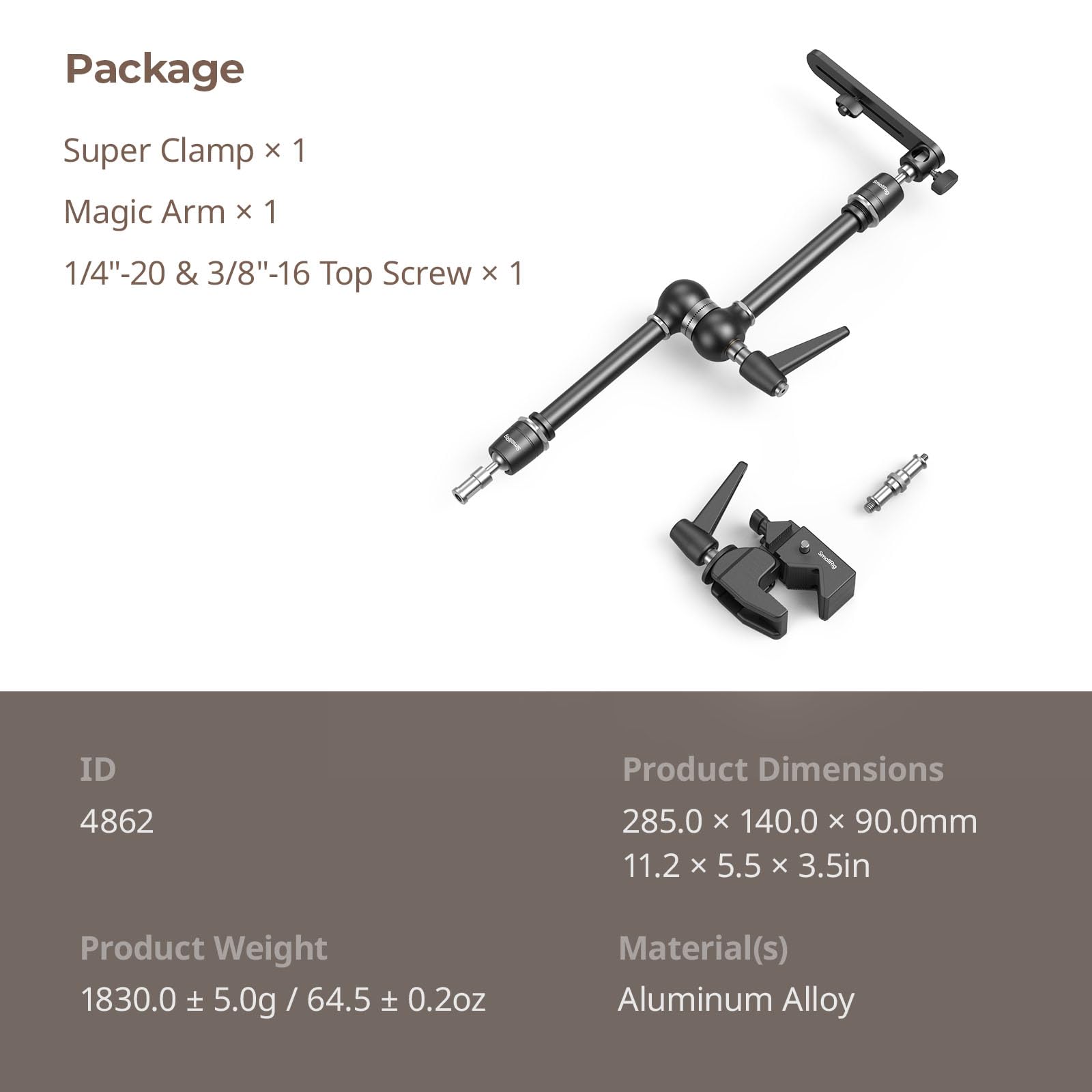 SmallRig Heavy Duty Friction Magic Arm with Super Clamp - Adjustable Camera Mount Stand for Overhead Shooting, Studio & Desk Setup | Perfect for DSLR Cameras, Ring Lights, Video Recording & Photography Workspace