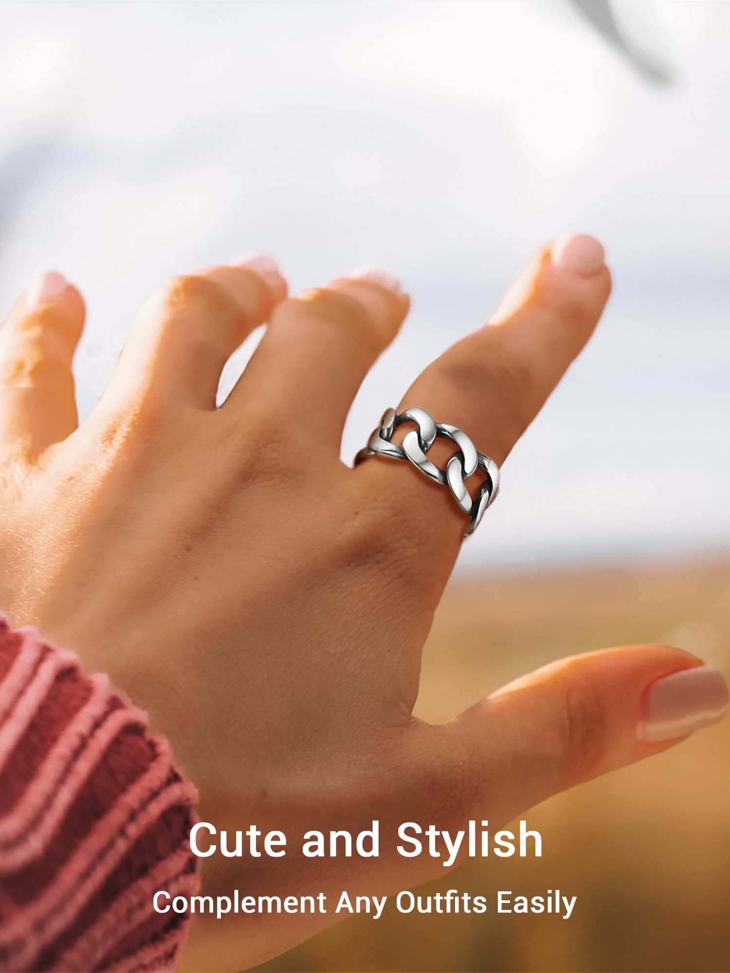 PROSILVER 925 Sterling Silver Adjustable Open Ring for Women - Solid Stackable Knuckle & Pinky Finger Ring - Gift Box Included - Perfect for Stacking, Layering & Everyday Wear