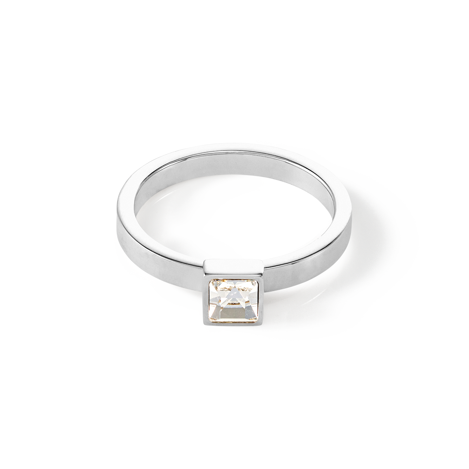 Brilliant Square Small Silver Crystal Ring - Elegant Jewelry for Women, Perfect for Weddings, Parties & Everyday Wear