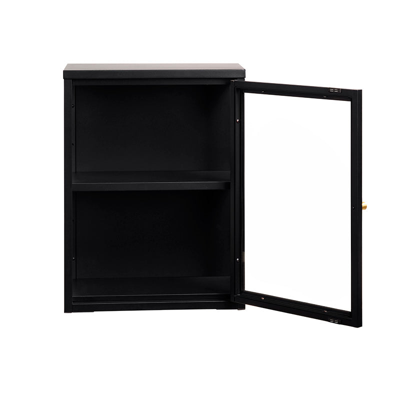 45cm Black CARMEL Wall Glass Cabinet - Modern Display Storage for Kitchen, Bathroom, or Living Room