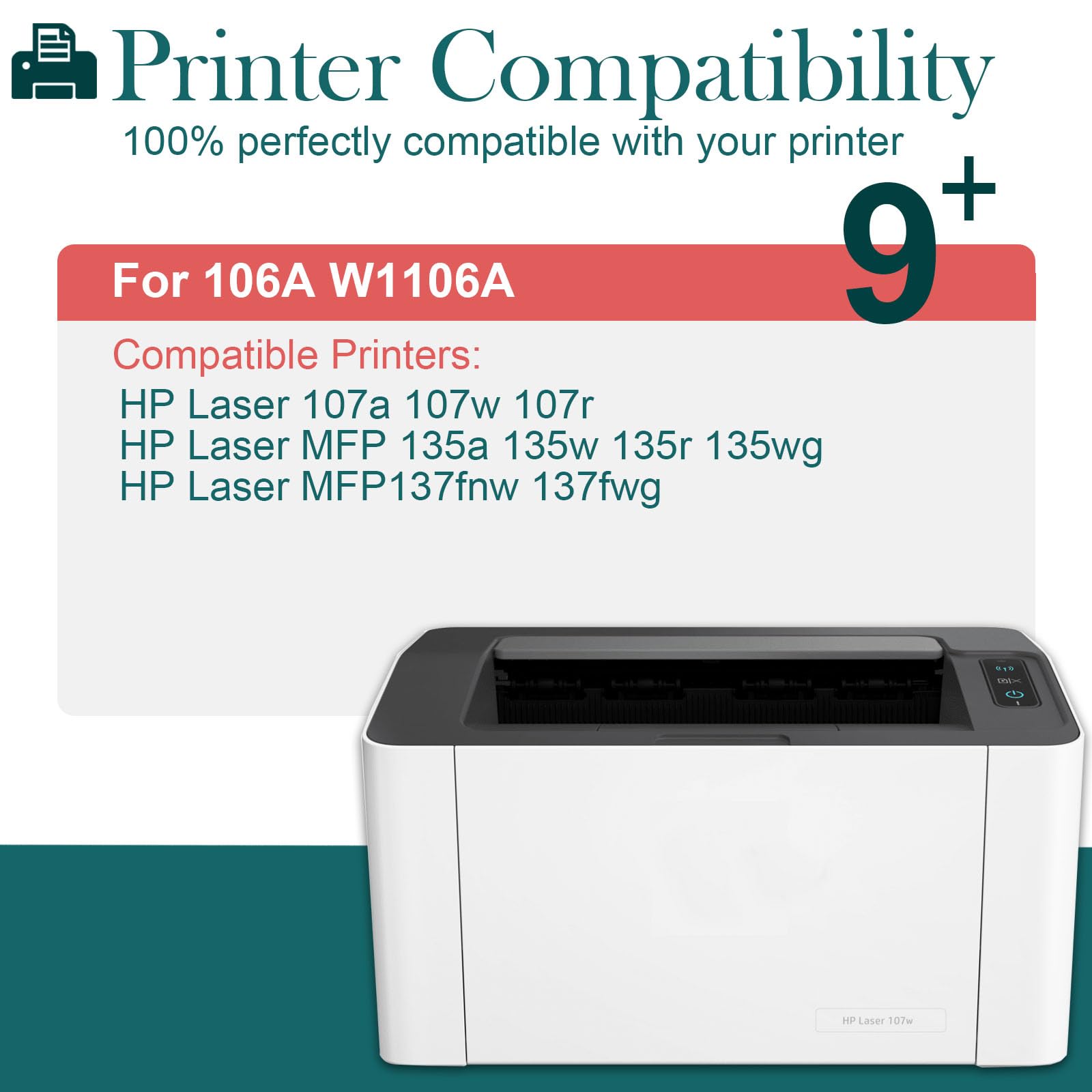 HenceBuy 106A Black Toner Cartridge for HP Printers - 1000 Pages (1 Pack) - Home & Office Use