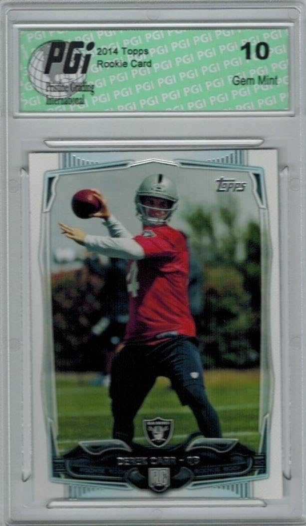 2014 Topps Football Derek Carr #438 Las Vegas Raiders Rookie Card PGI 10 - Unsigned NFL Trading Card for Collectors & Fans | Perfect for Sports Memorabilia Displays & Investment