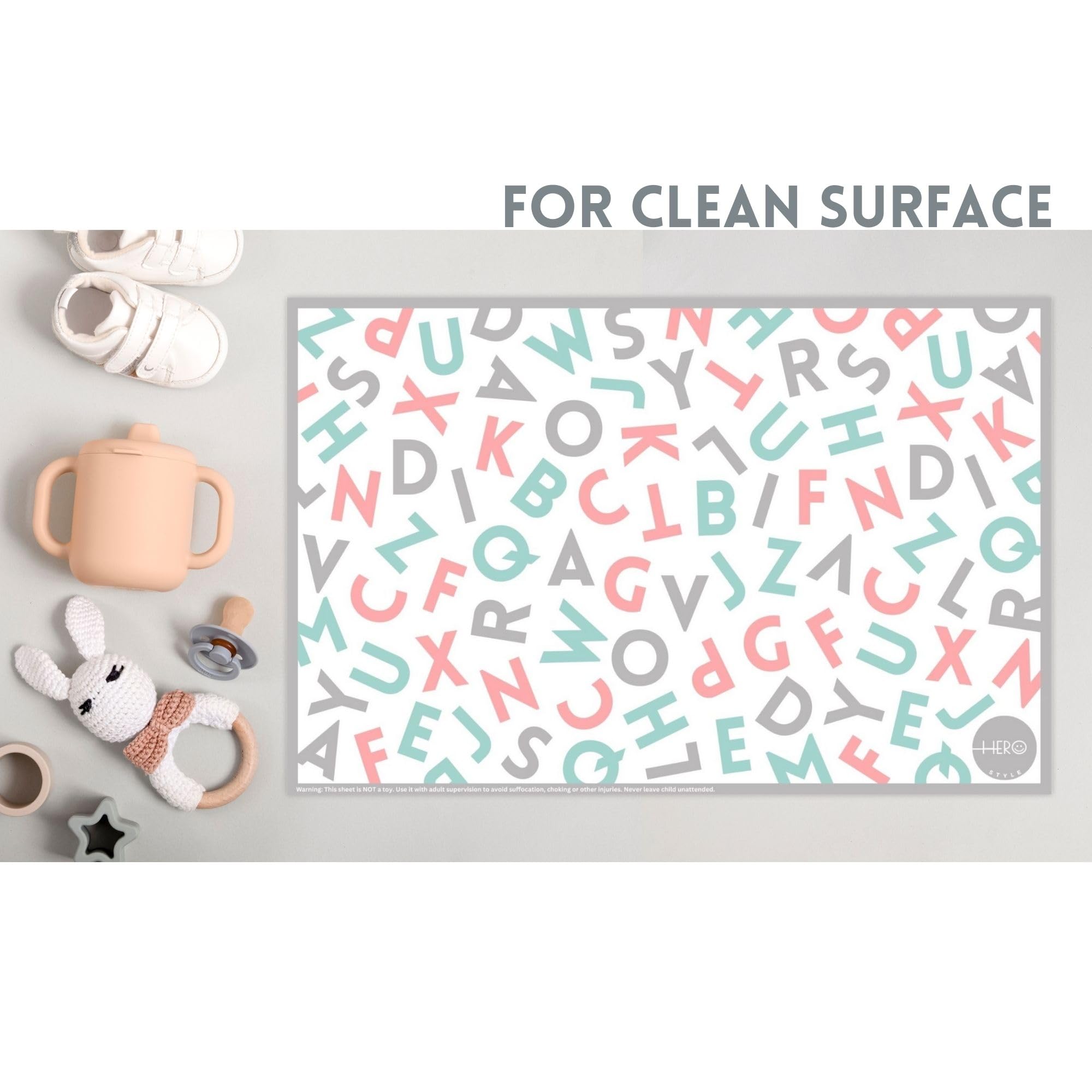 40 Pack Disposable Baby Placemats - Stick-On Alphabet Educational Placemats for Toddlers | BPA-Free, Colorful Dining Essentials for Restaurants, Travel & Family Meals | Perfect for High Chairs, Picnics & On-the-Go Meals