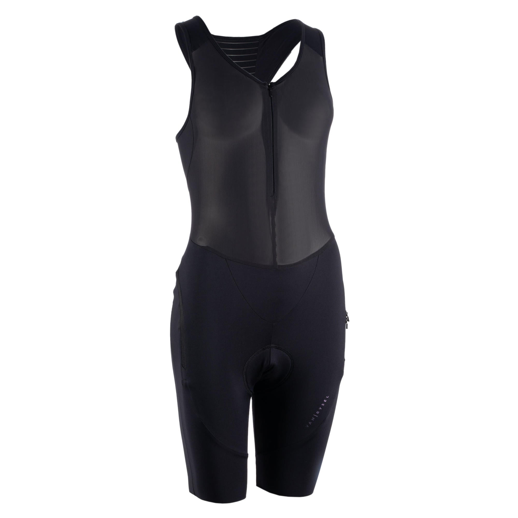 Van Rysel Women's Quick Zip Sport Cycling Bibs - Breathable & Comfortable Bike Shorts for Road & Mountain Biking - Perfect for Training & Racing