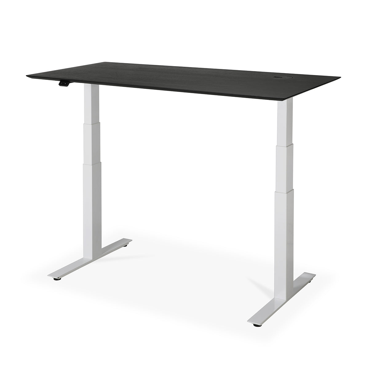 Adjustable Rectangle Office Desk with Cable Management - 140cm (Oak Black, White) | Ergonomic Home & Office Workspace Solution for Professionals & Students