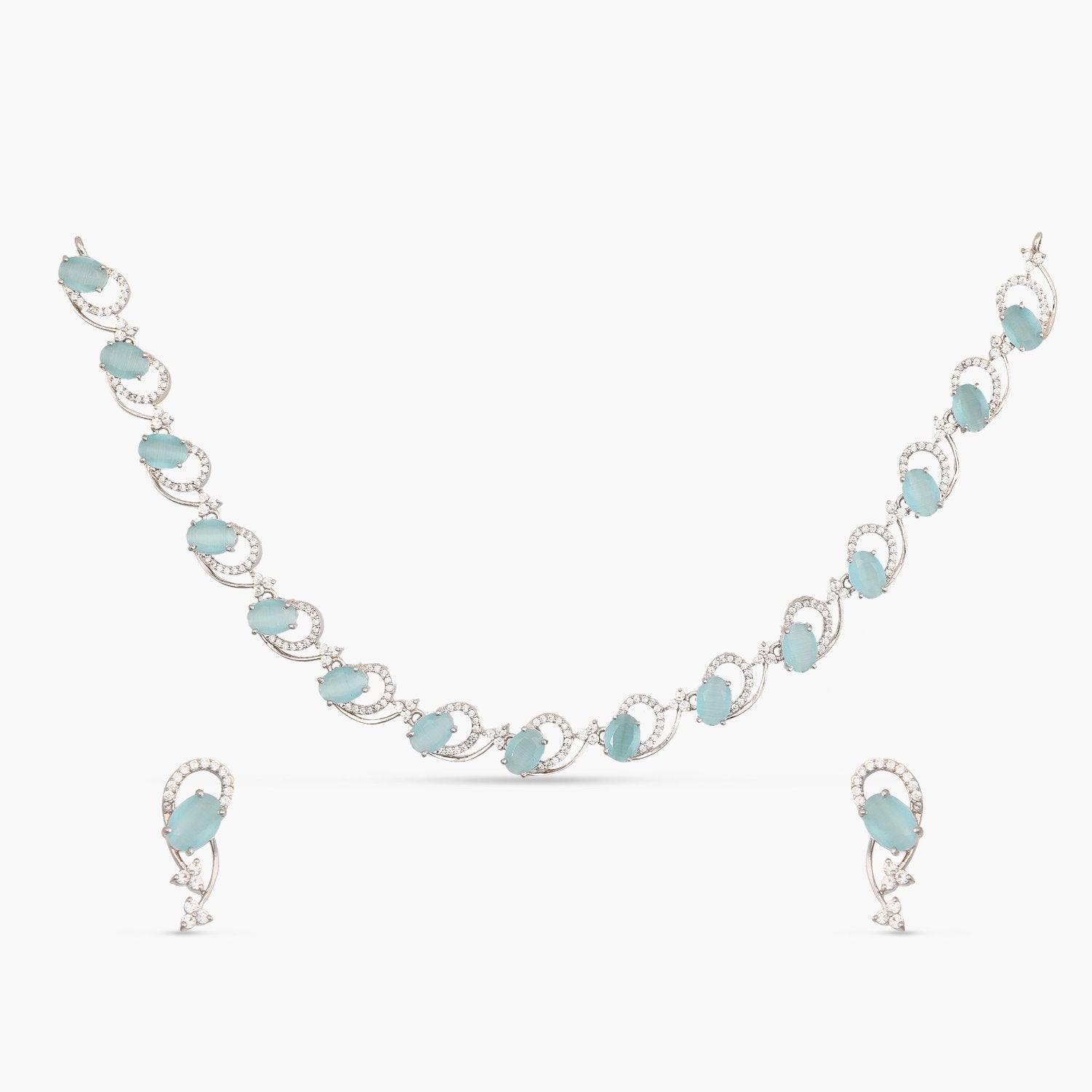 Ariyahi CZ Aqua Necklace Set for Women - Elegant Cubic Zirconia Jewelry Gift for Birthday, Anniversary, Party & Special Occasions