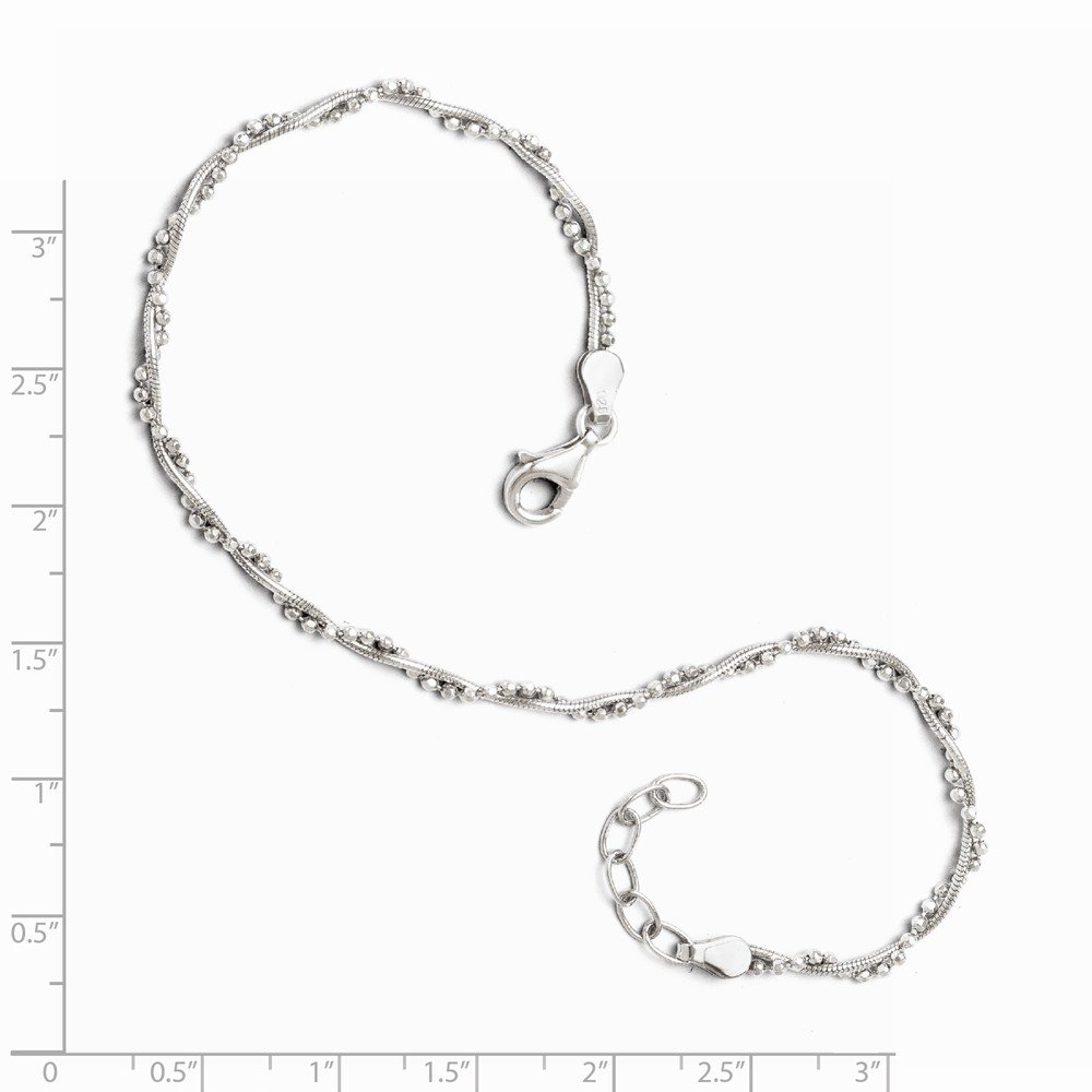 925 Sterling Silver Adjustable Anklet 9-10